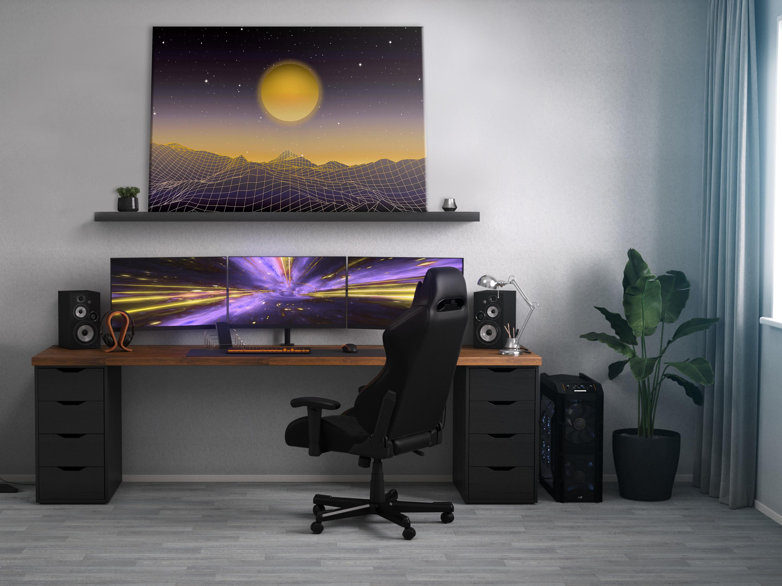 Billede - Futuristic landscape 3 (1 Part) Wide - 60 x 40 cm - Premium Print