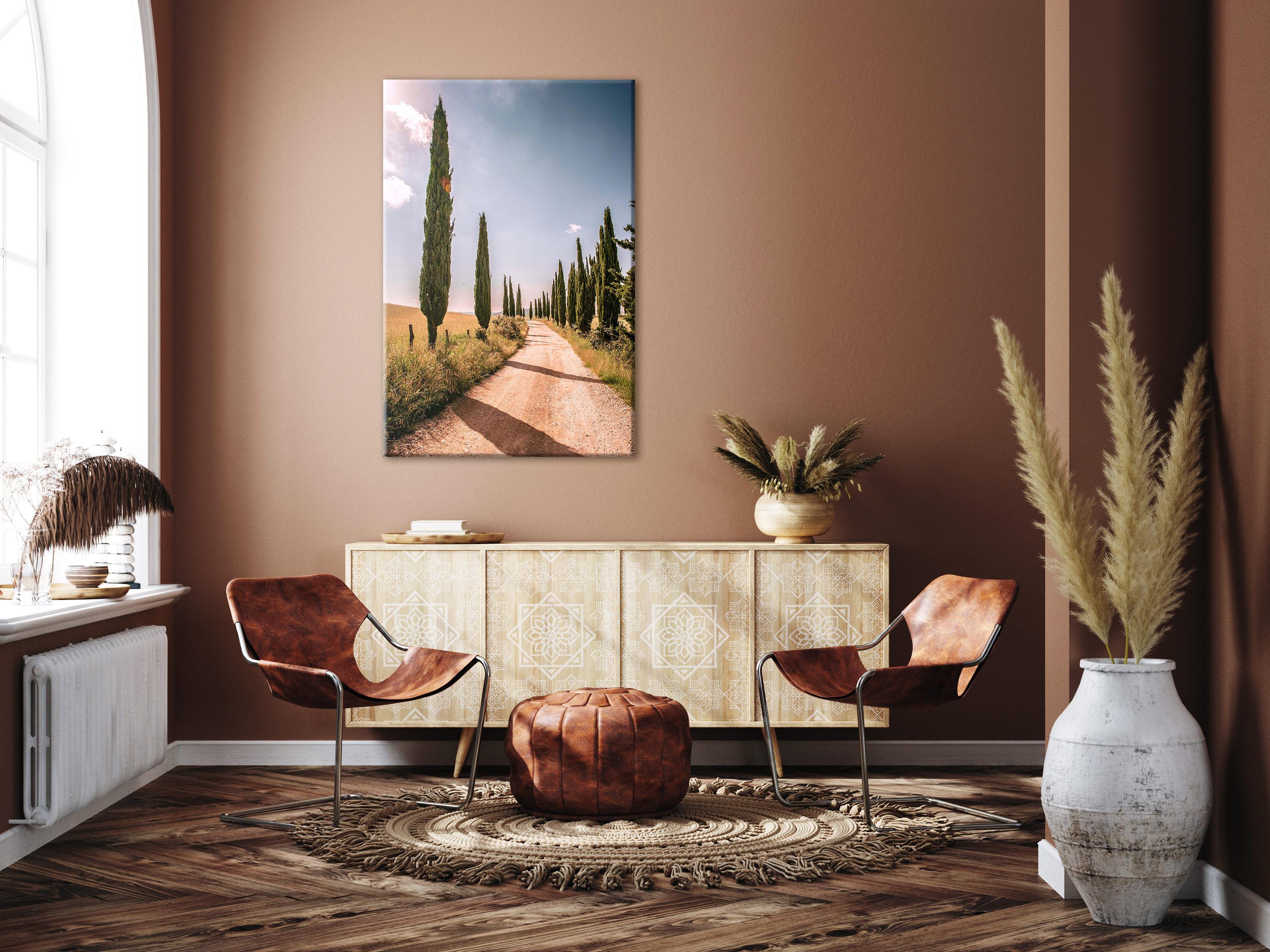 Billede - Italian cypresses (1 Part) Vertical - 20 x 30 cm - På italiensk lærred