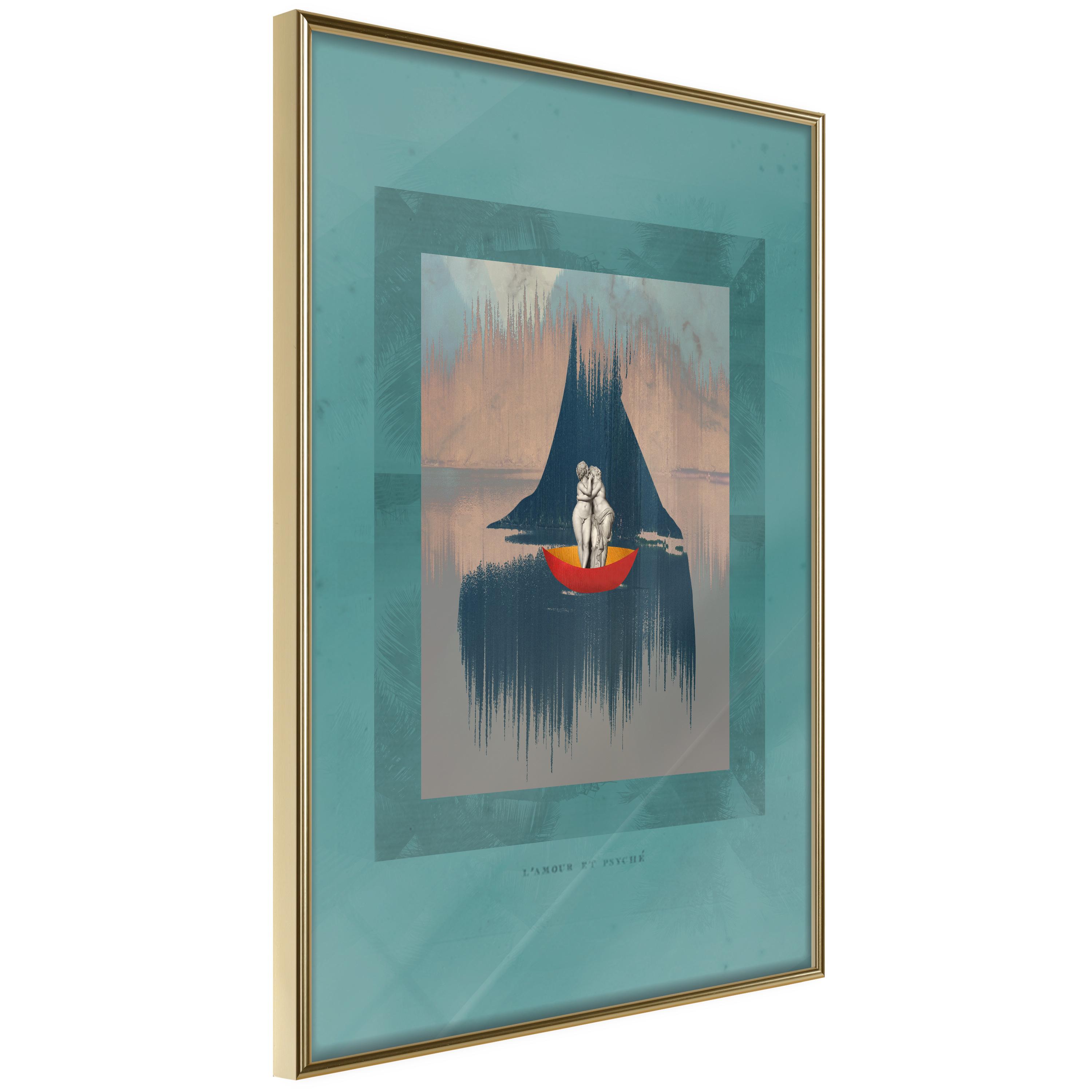 Plakat - Couple On Boat - 30 x 45 cm - Guldramme