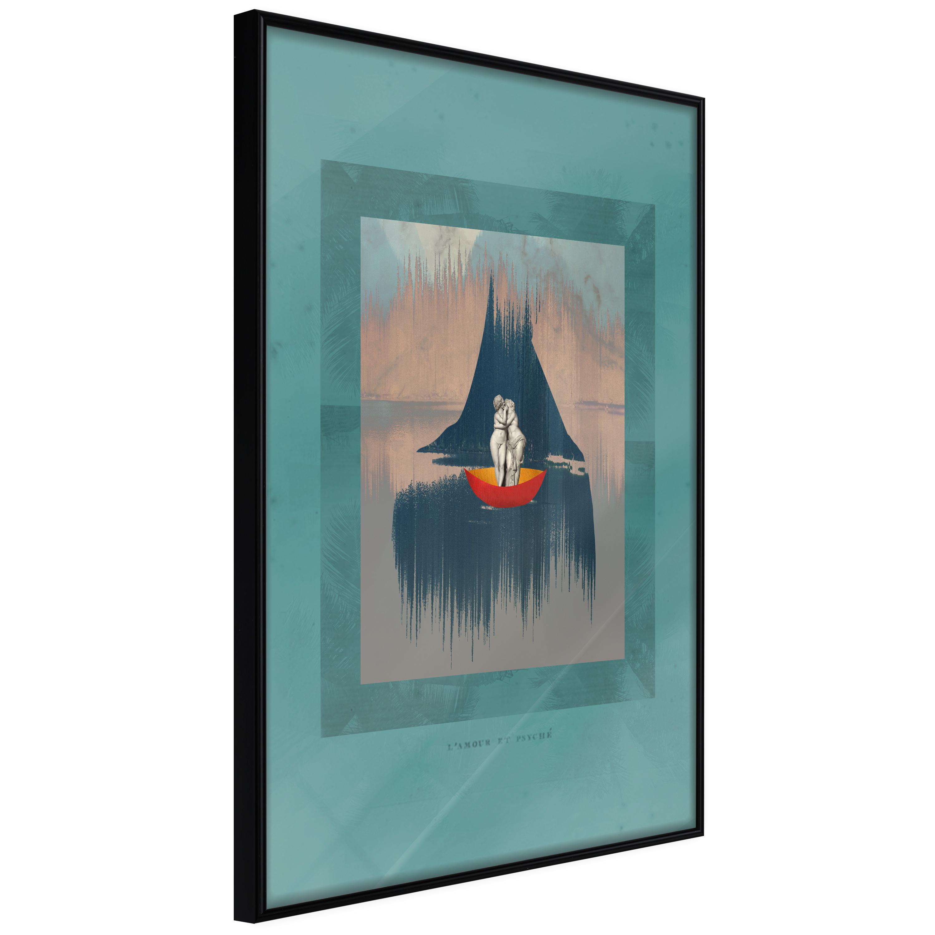 Plakat - Couple On Boat - 40 x 60 cm - Sort ramme