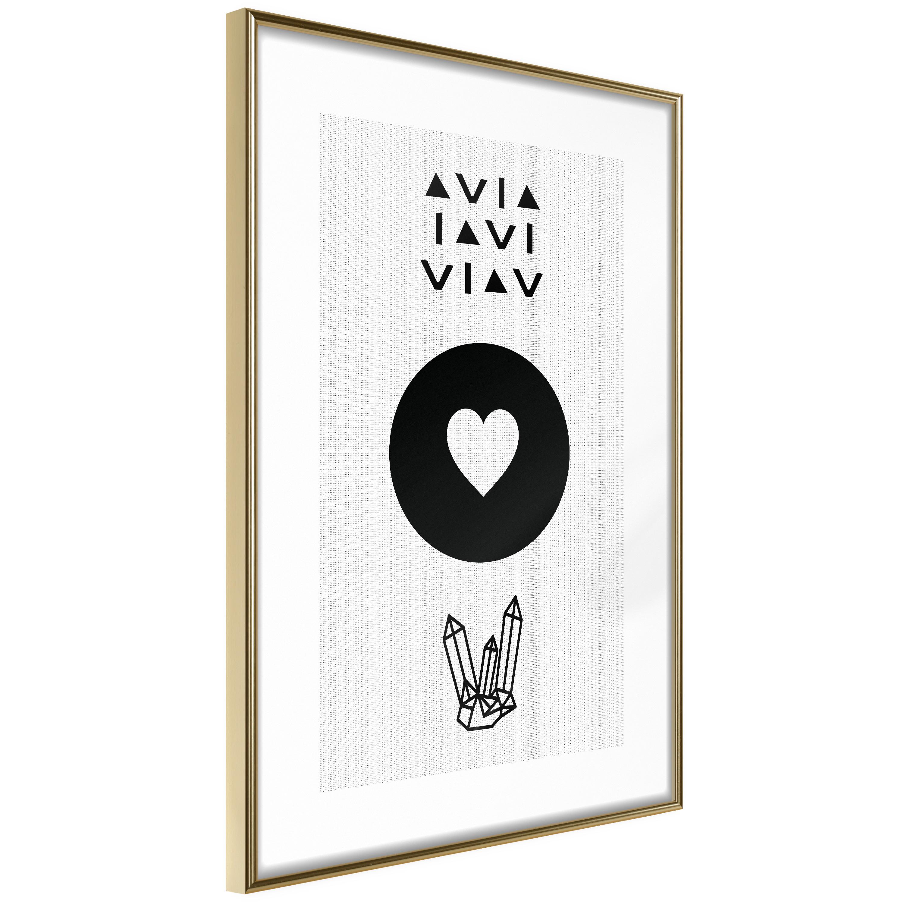 Plakat - Heart and Crystals - 40 x 60 cm - Guldramme