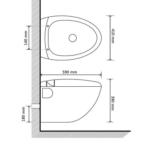 Toilet væg æggeformet sort