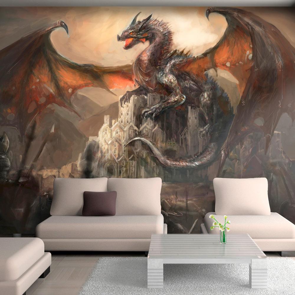 Fototapet - Dragon castle - 98 x 70 cm - Selvklæbende