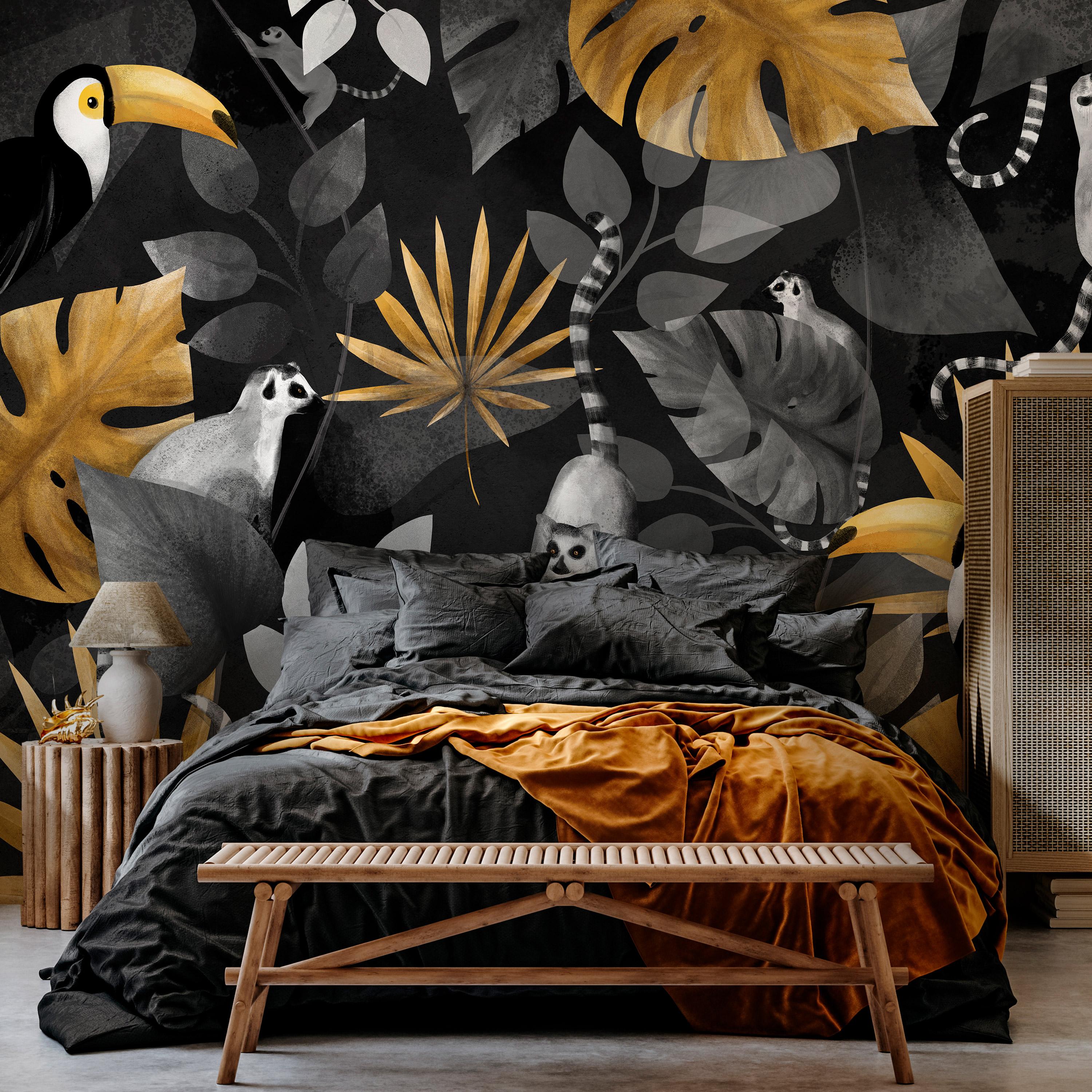 Fototapet - Happy lemurs - 196 x 140 cm - Selvklæbende