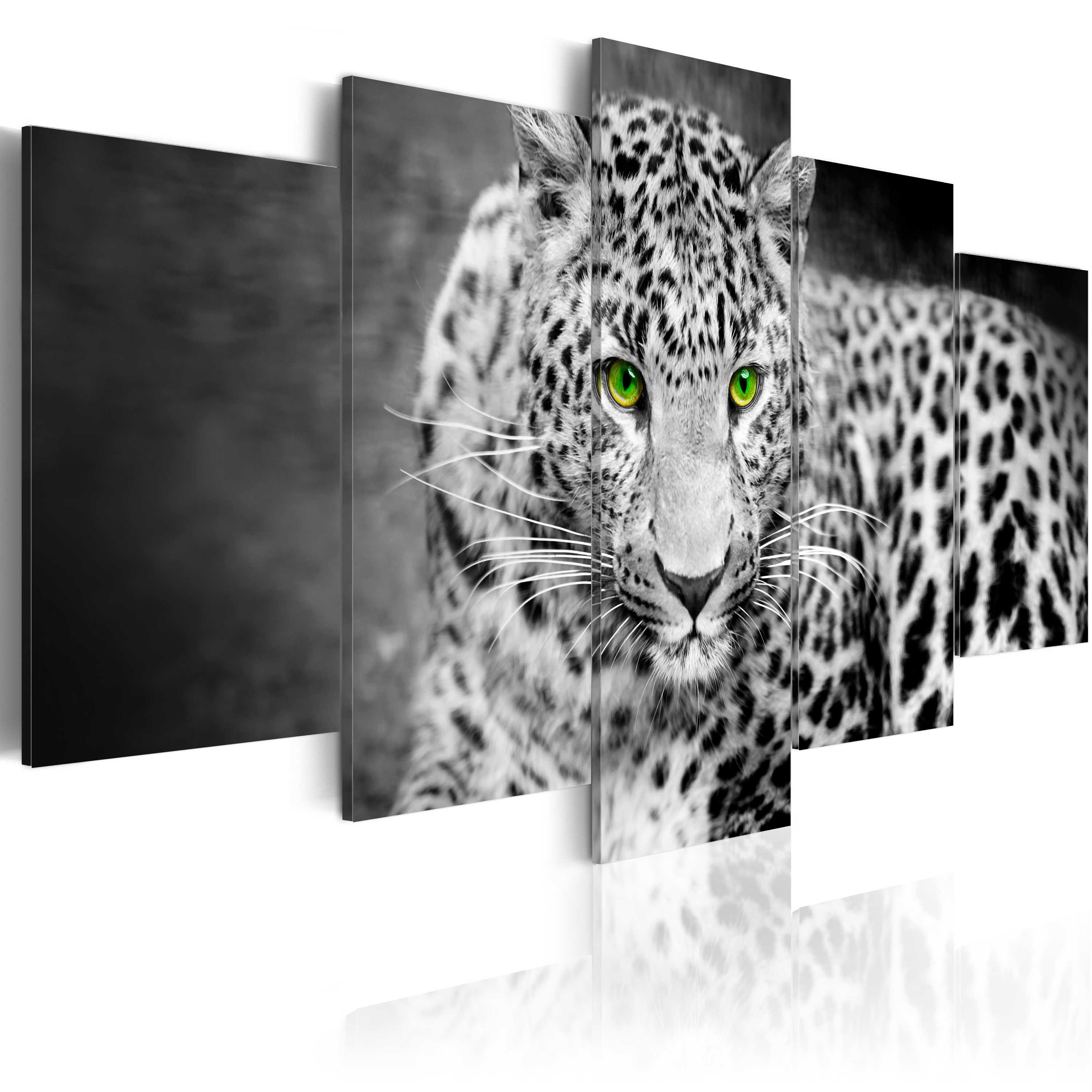 Billede - Leopard - black&white - 100 x 50 cm - Premium Print
