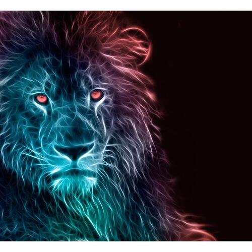 Fototapet - Abstract lion - rainbow