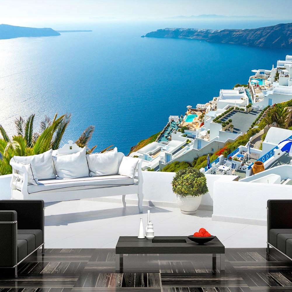 Fototapet - View on Santorini - 343 x 245 cm - Selvklæbende