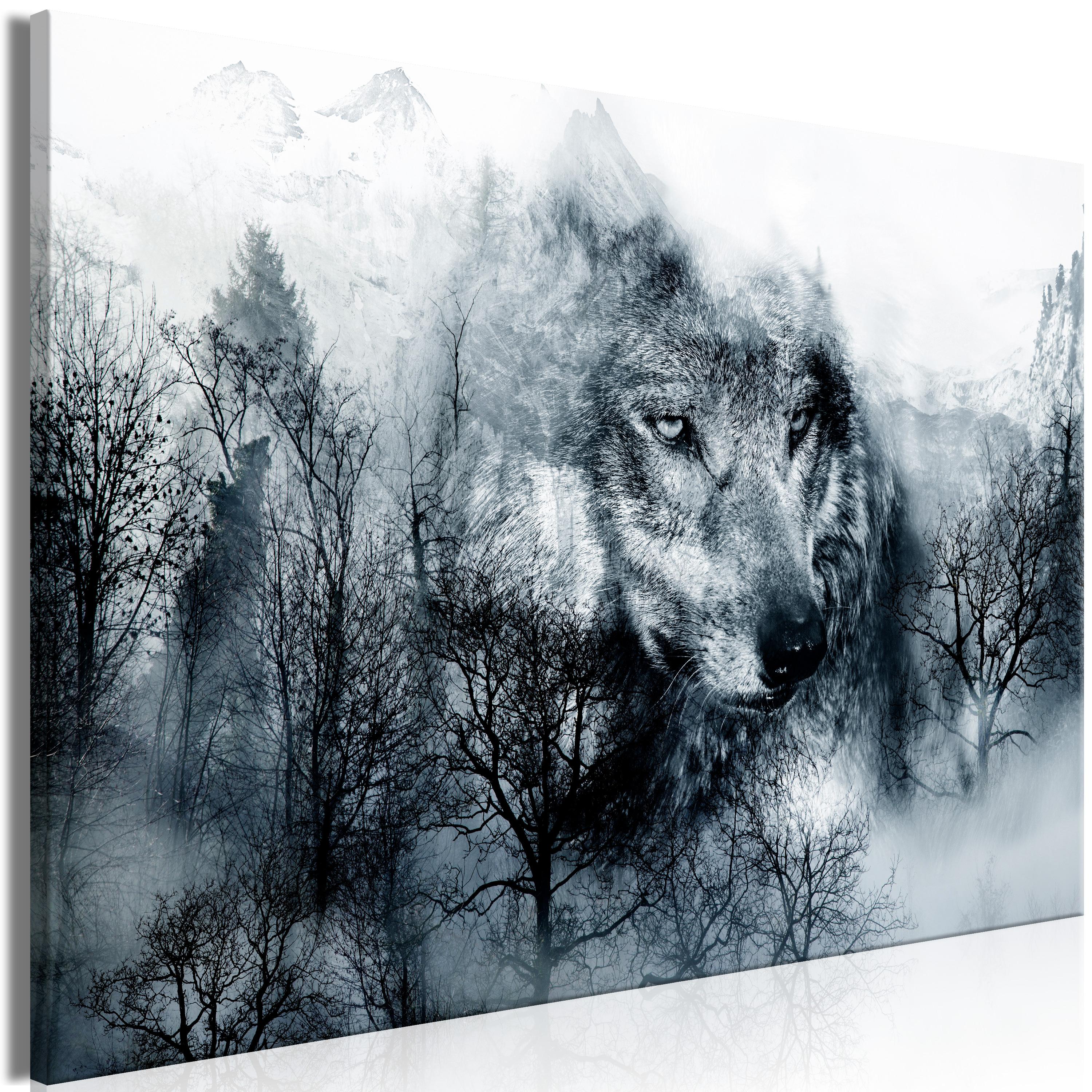 Billede - Mountain Predator (1 Part) Wide Black and White - 90 x 60 cm - Premium Print