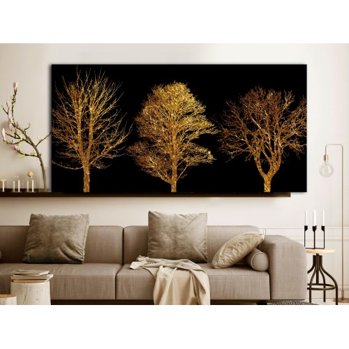 Lærredsbillede Golden Forest bredformat med træer