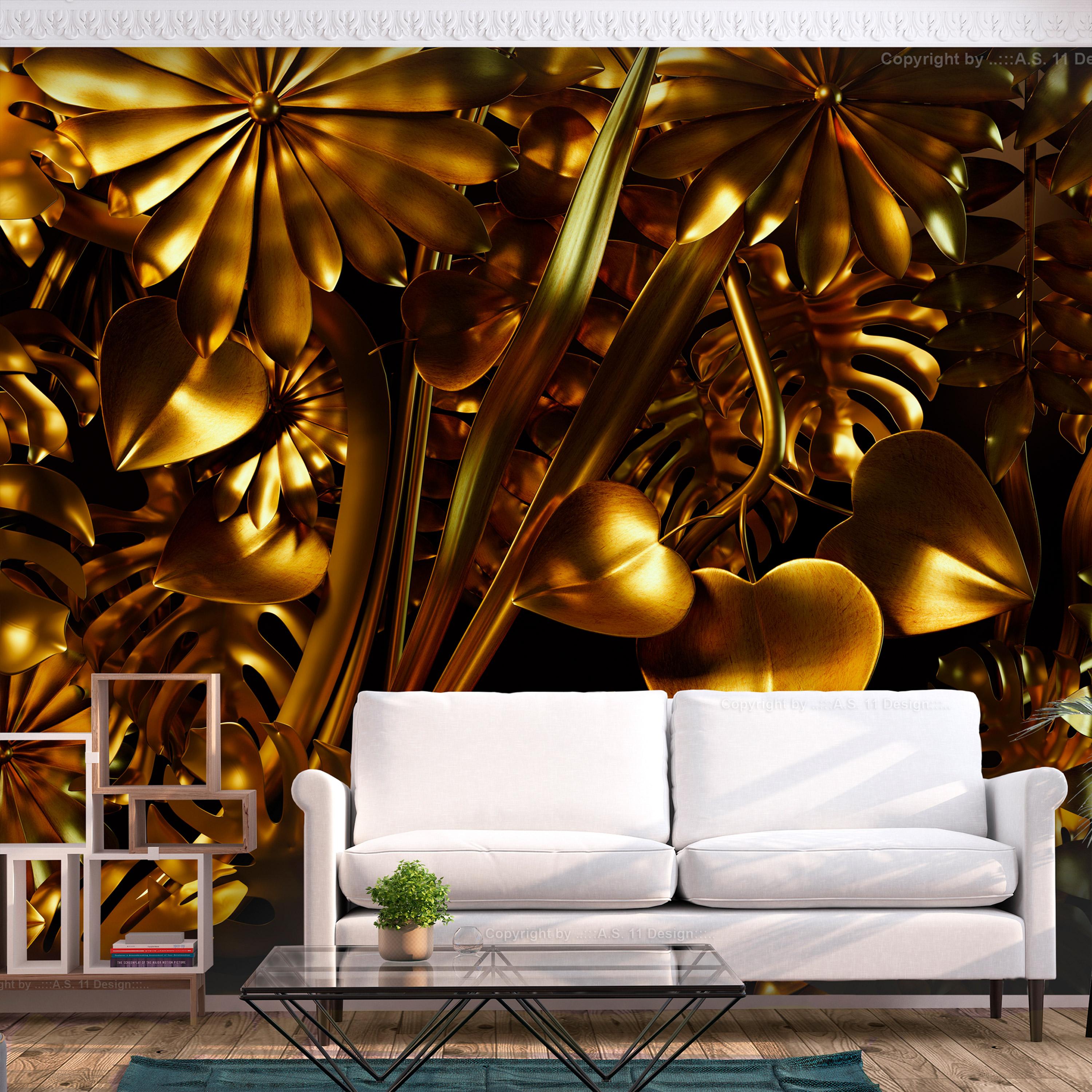 Fototapet - Golden Jungle - 98 x 70 cm - Selvklæbende