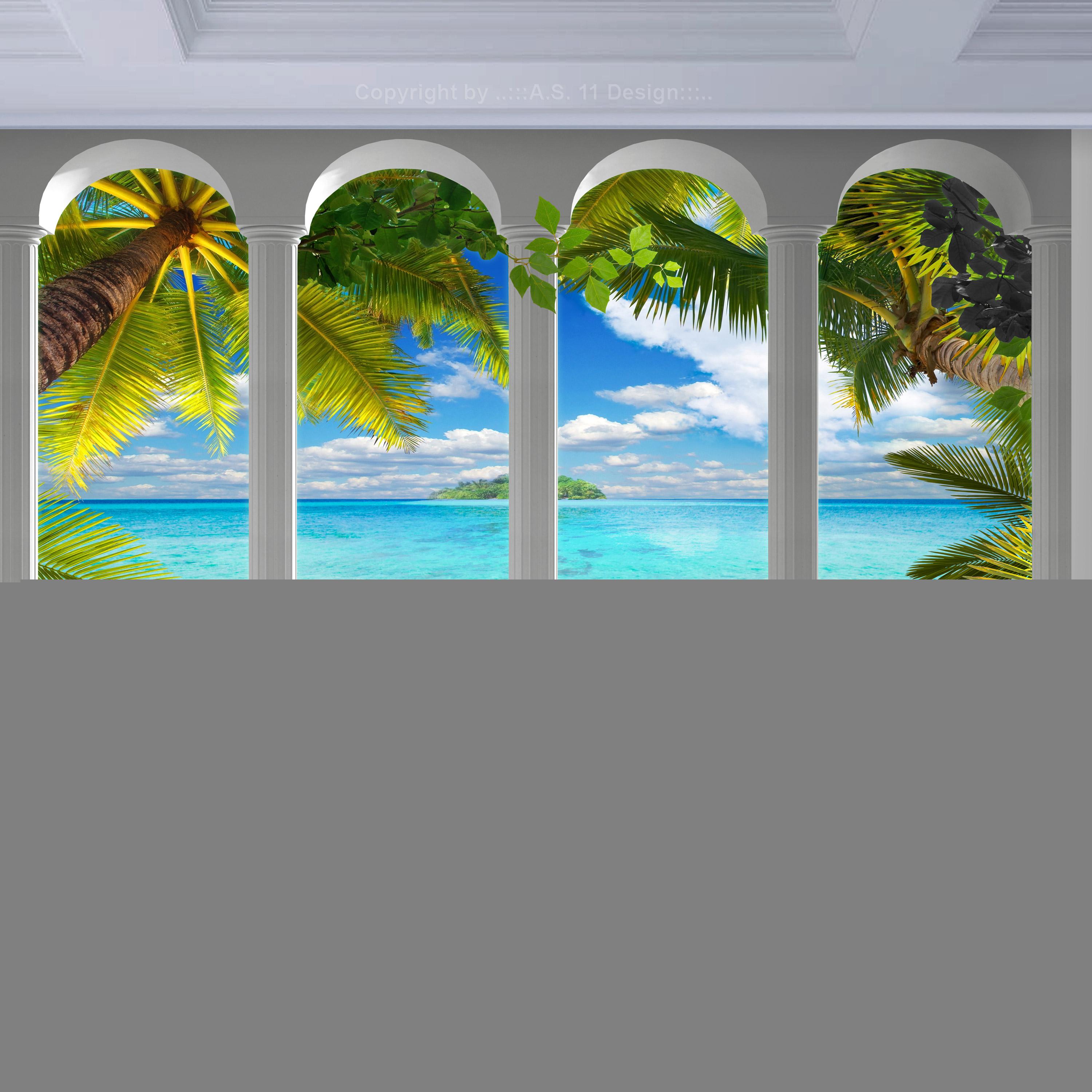 Fototapet - Sea behind Columns - 392 x 280 cm - Selvklæbende