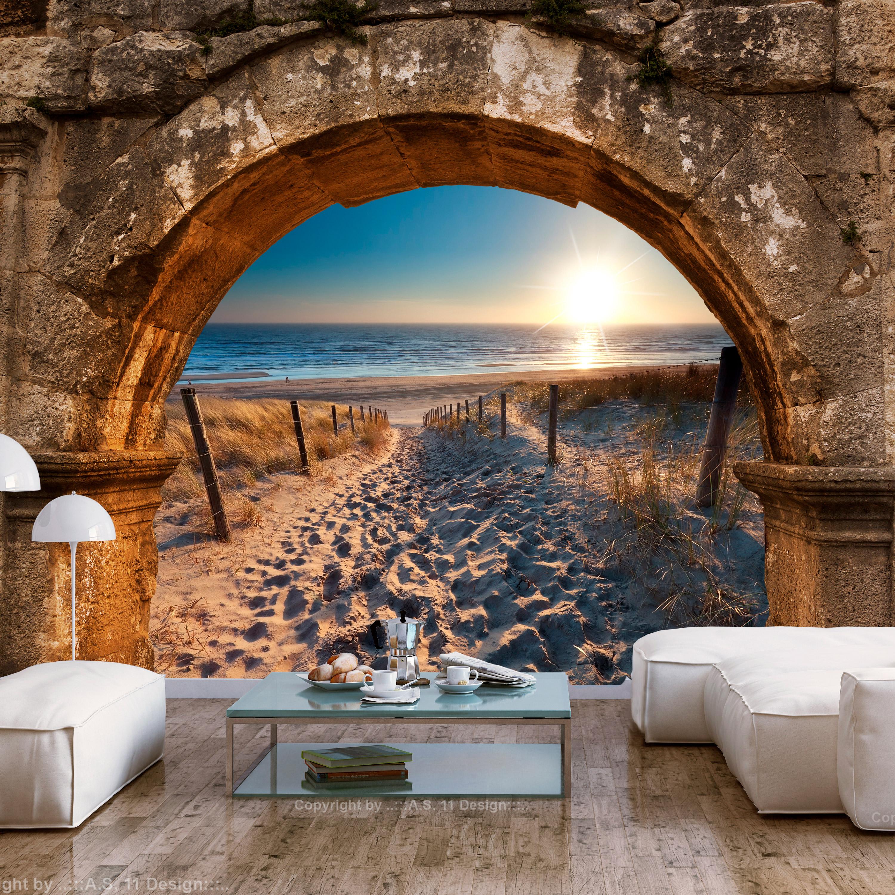 Fototapet - Arch and Beach - 300 x 210 cm - Standard