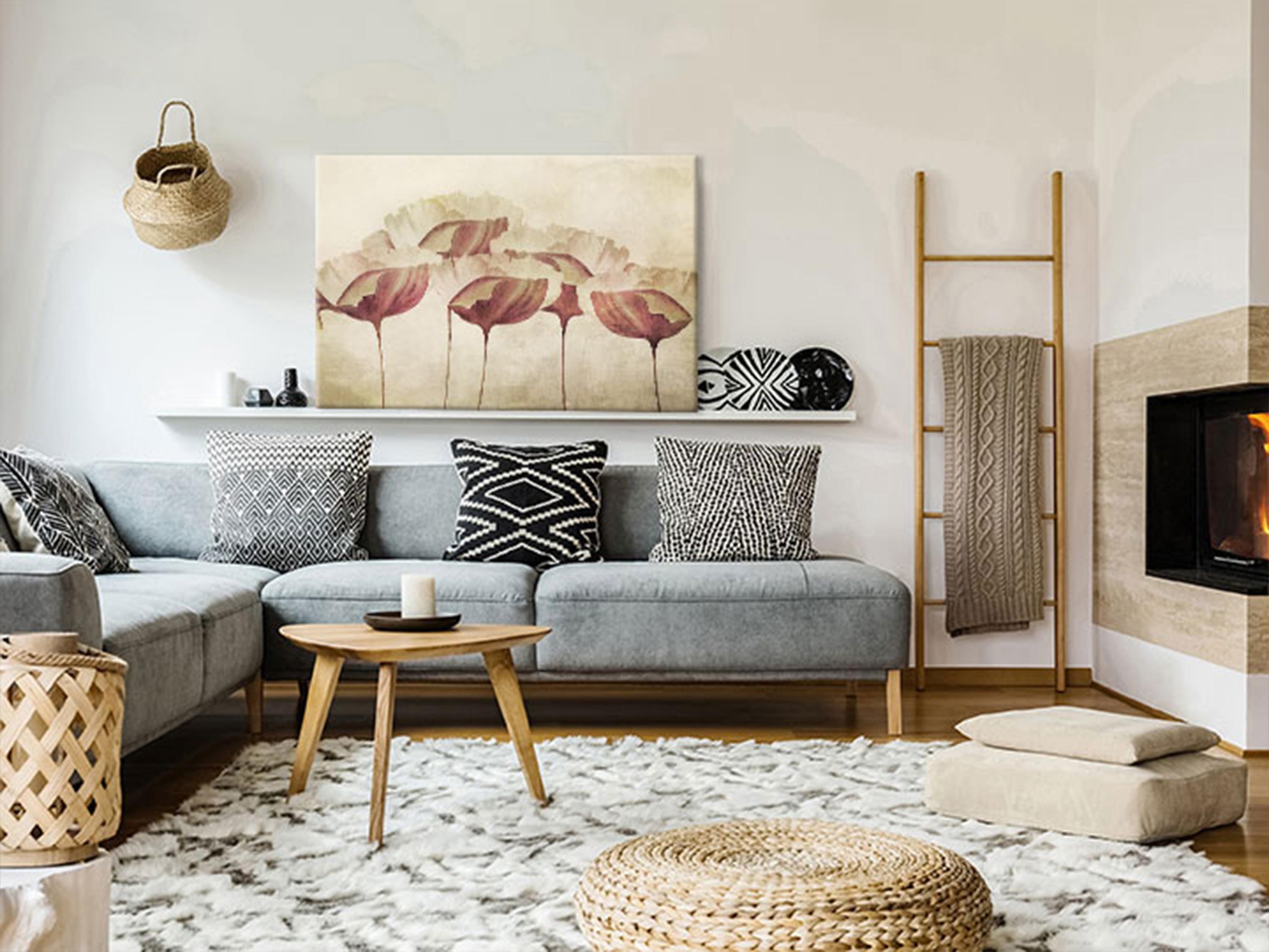 Billede - Flowers in Beige (1 Part) Wide - 120 x 80 cm - Premium Print