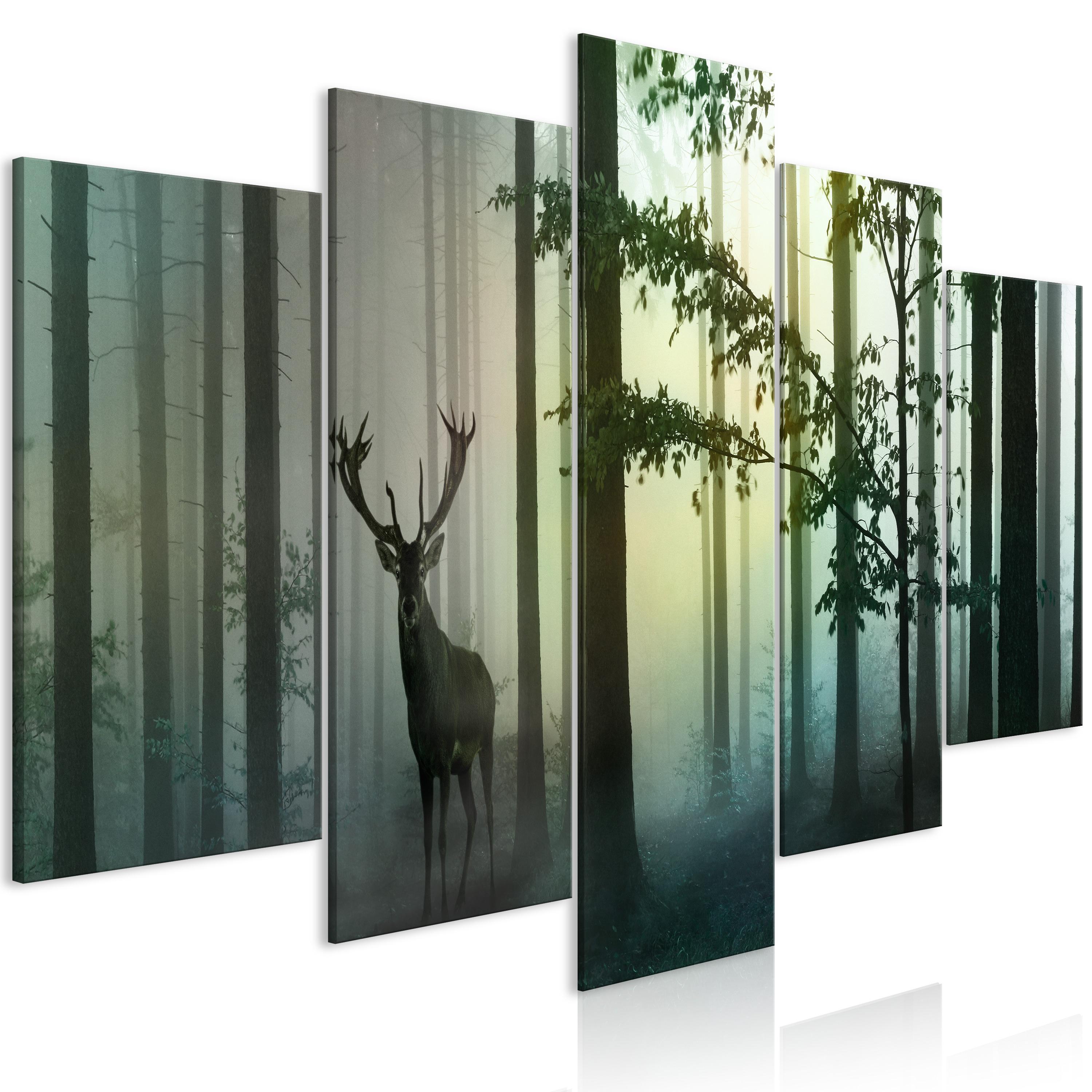 Billede - Morning (5 dele) Wide Green - 225 x 112.5 cm - Premium Print