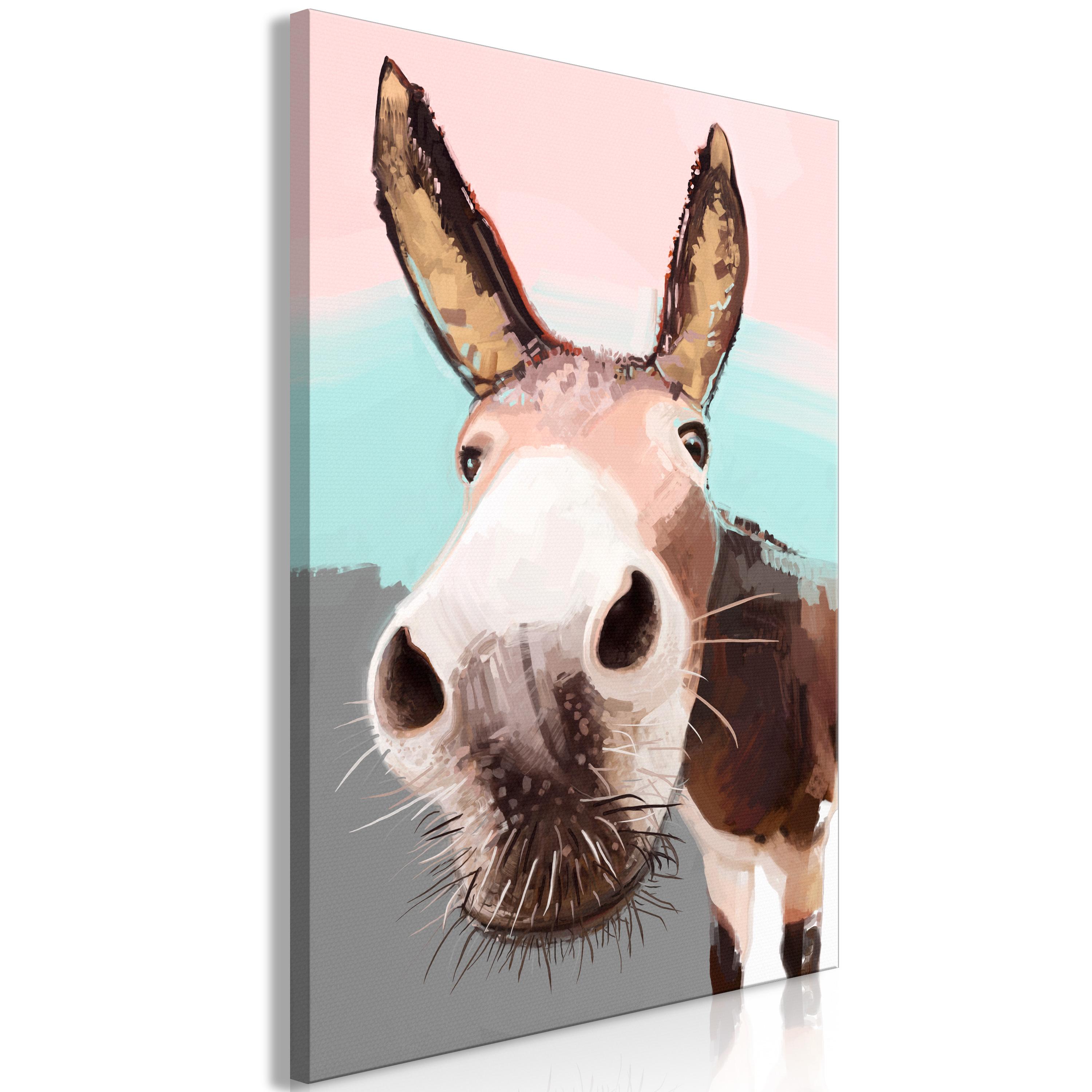 Billede - Curious Donkey (1 Part) Vertical - 60 x 90 cm - Premium Print