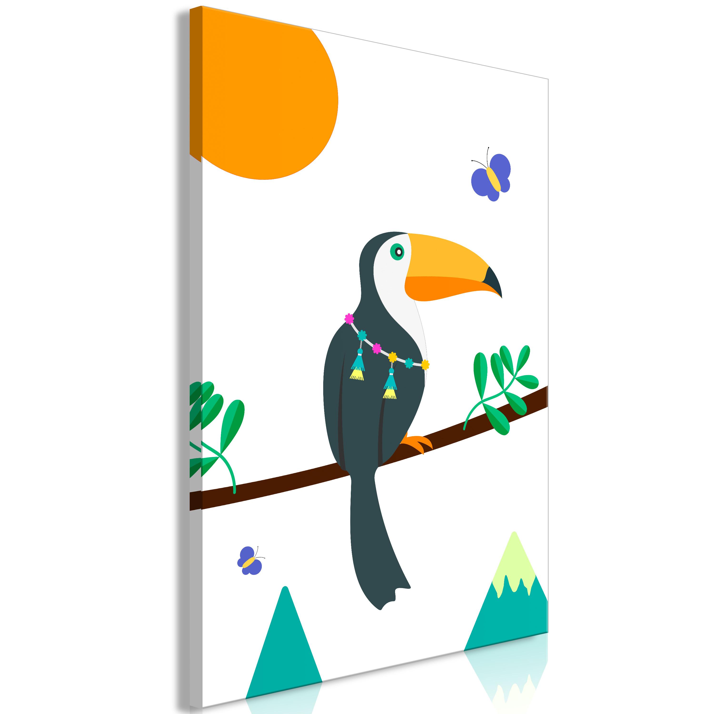 Billede - Toucan And Butterflies (1 Part) Vertical - 20 x 30 cm - Premium Print