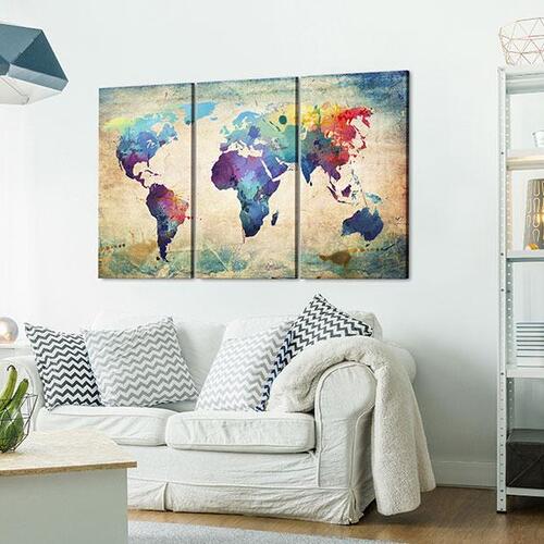 Billede - Rainbow-hued kort - triptych