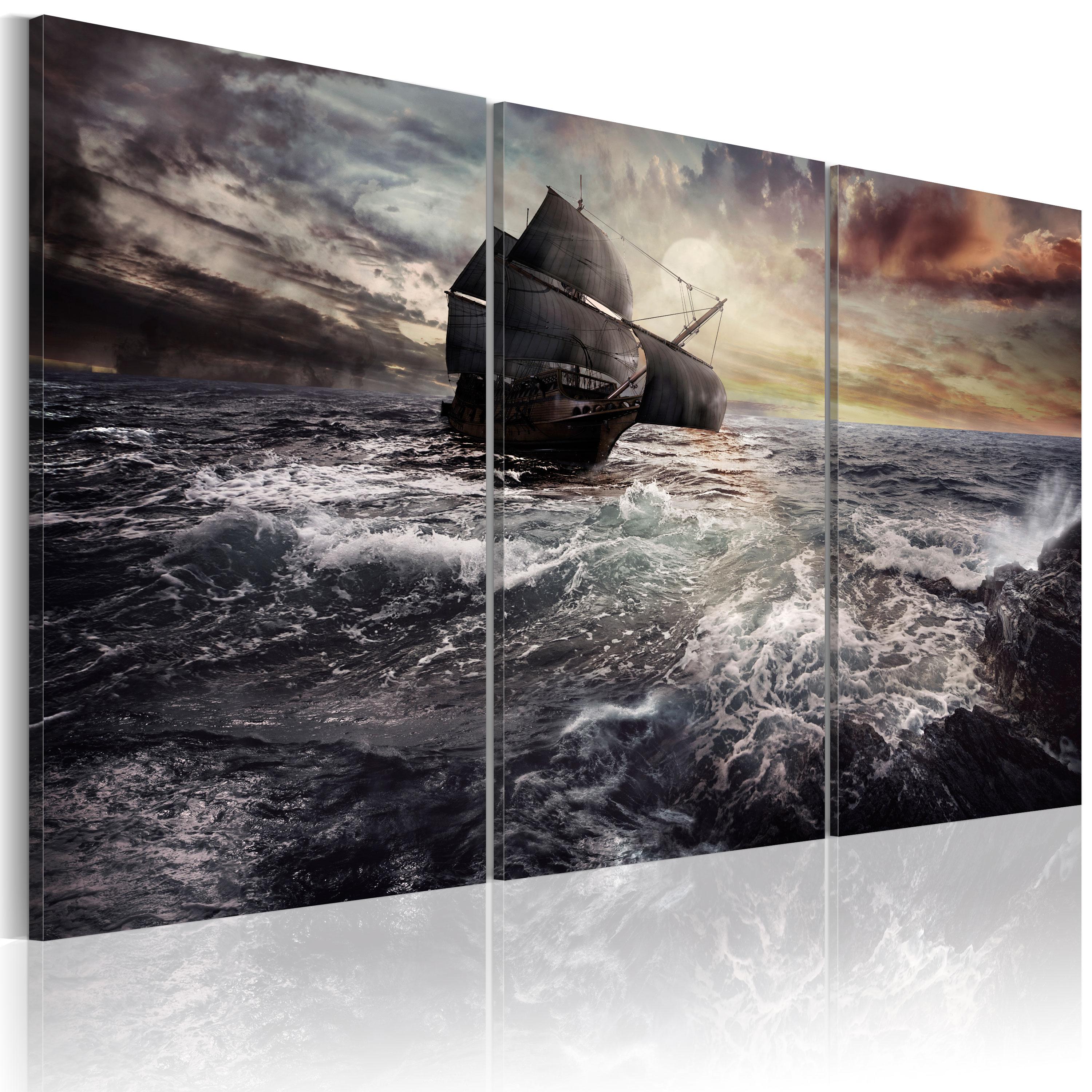 Billede - Lonely ship on a high seas - 90 x 60 cm - Standard