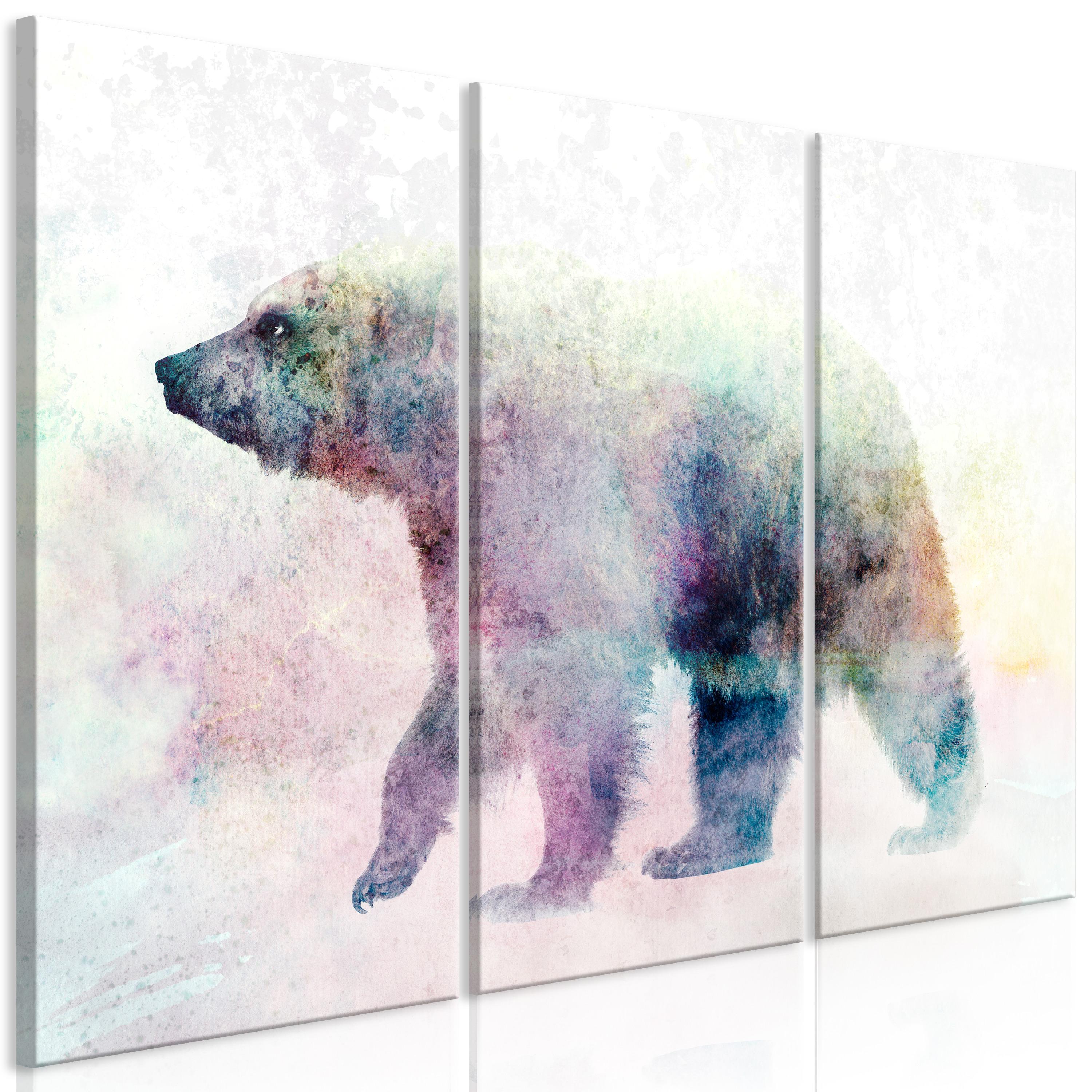 Billede - Lonely Bear (3 dele) - 90 x 60 cm - På italiensk lærred