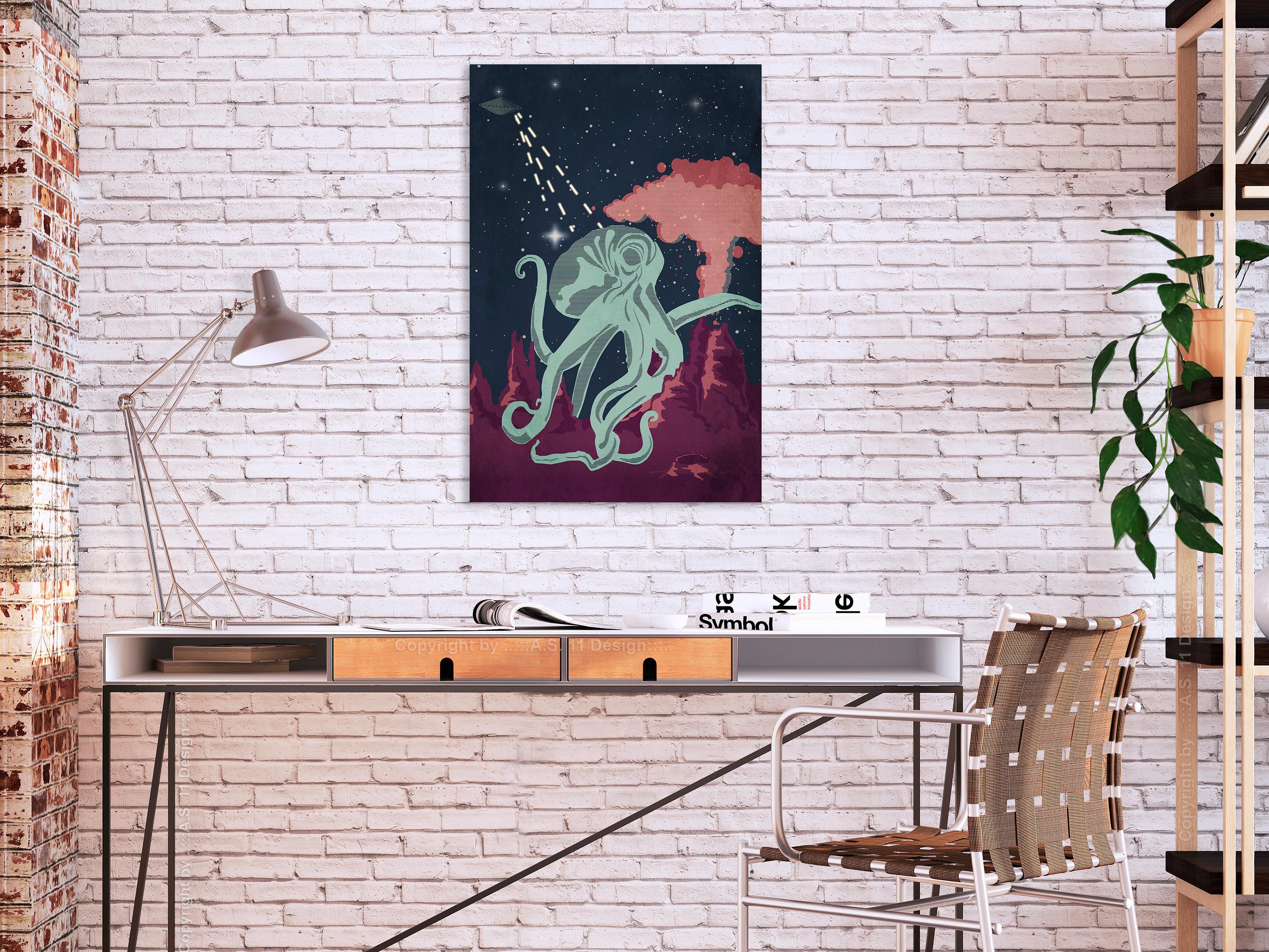 Billede - Space Octopus (1 Part) Vertical - 60 x 90 cm - Premium Print