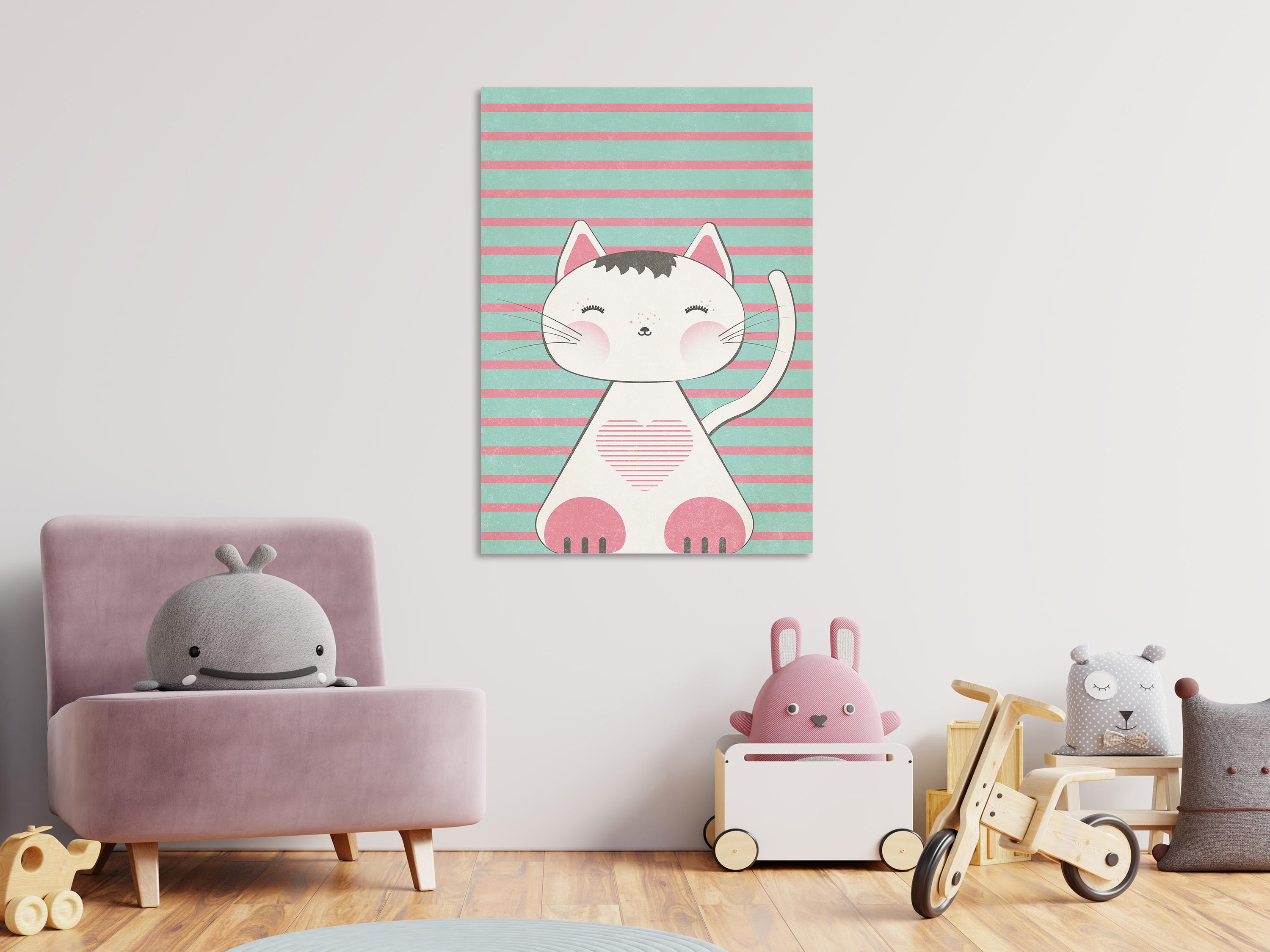Billede - Striped Kitten (1 Part) Vertical - 60 x 90 cm - Premium Print