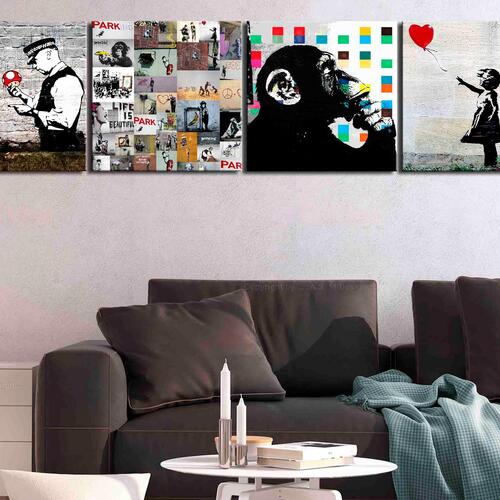 Billede - Banksy Collage (4 dele)