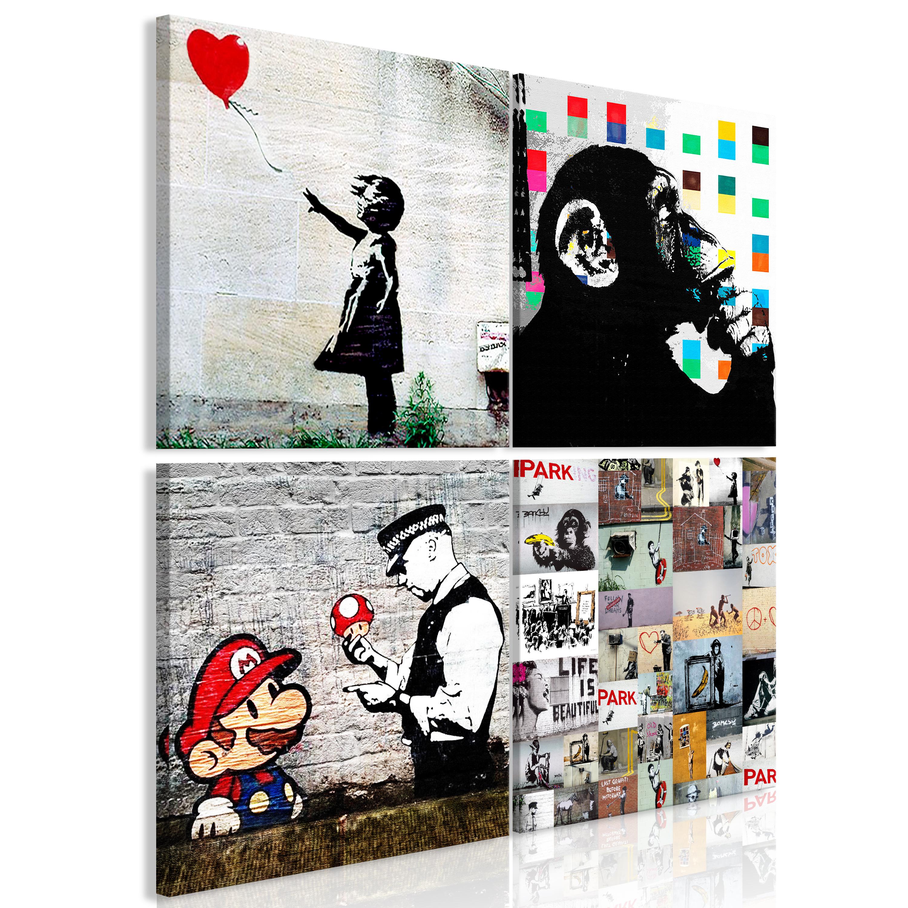 Billede - Banksy Collage (4 dele) - 40 x 40 cm - Standard