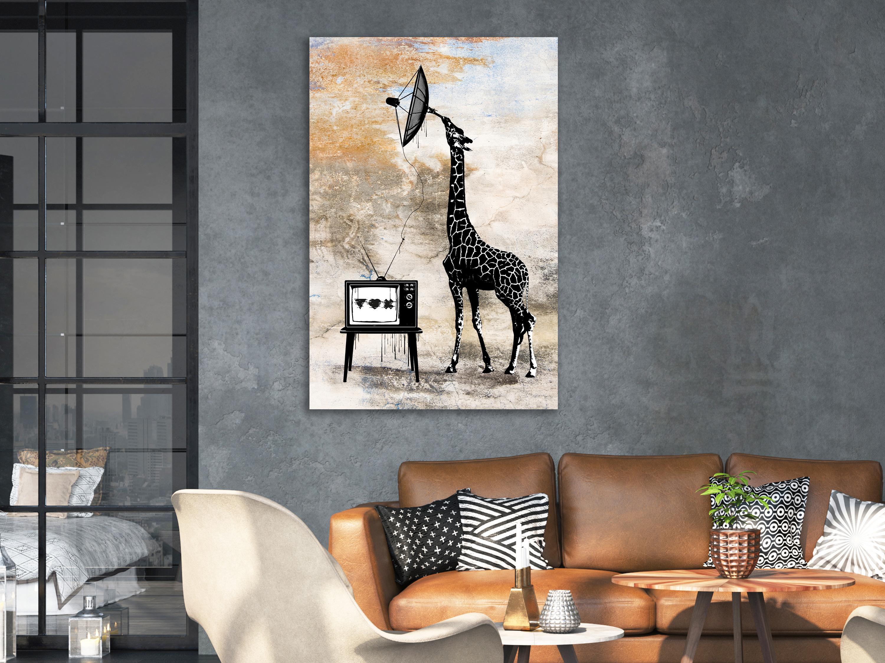 Billede - Television Giraffe (1 Part) Vertical - 80 x 120 cm - Premium Print