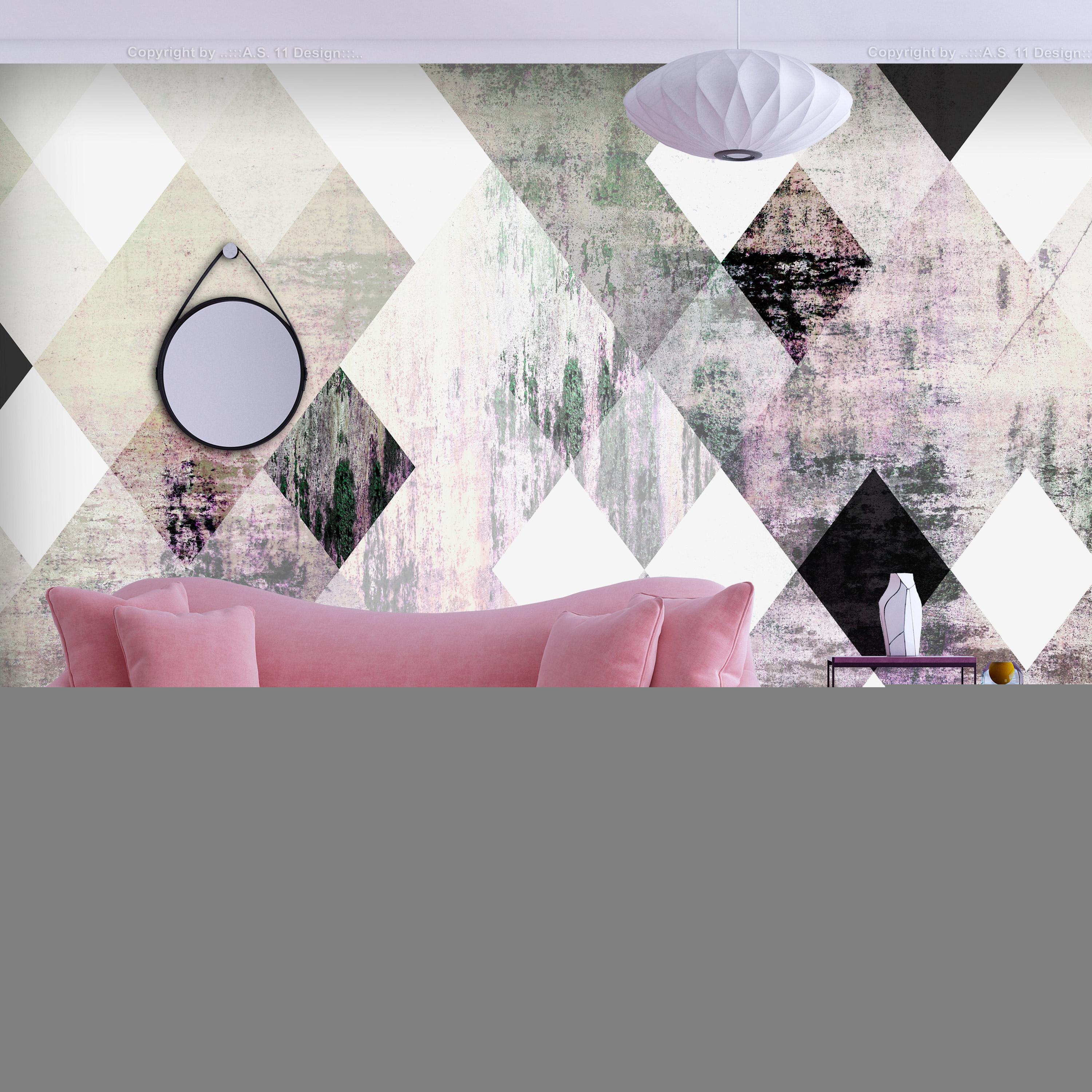 Fototapet - Rhombic Chessboard (Pink) - 200 x 140 cm - Standard