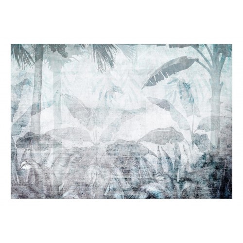 Fototapet Vanishing Jungle i blå nuancer med eksotiske blade