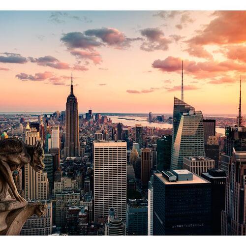 Fototapet - New York: The skyscrapers and sunset