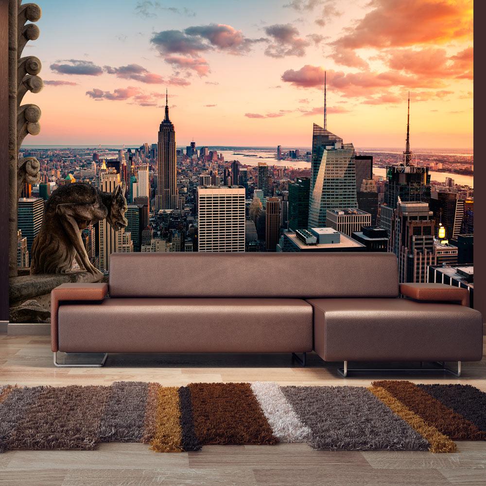 Fototapet - New York: The skyscrapers and sunset - 150 x 105 cm - Premium