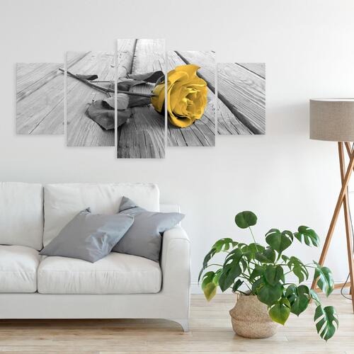 Billede - Rose on Wood (5 dele) Wide Yellow