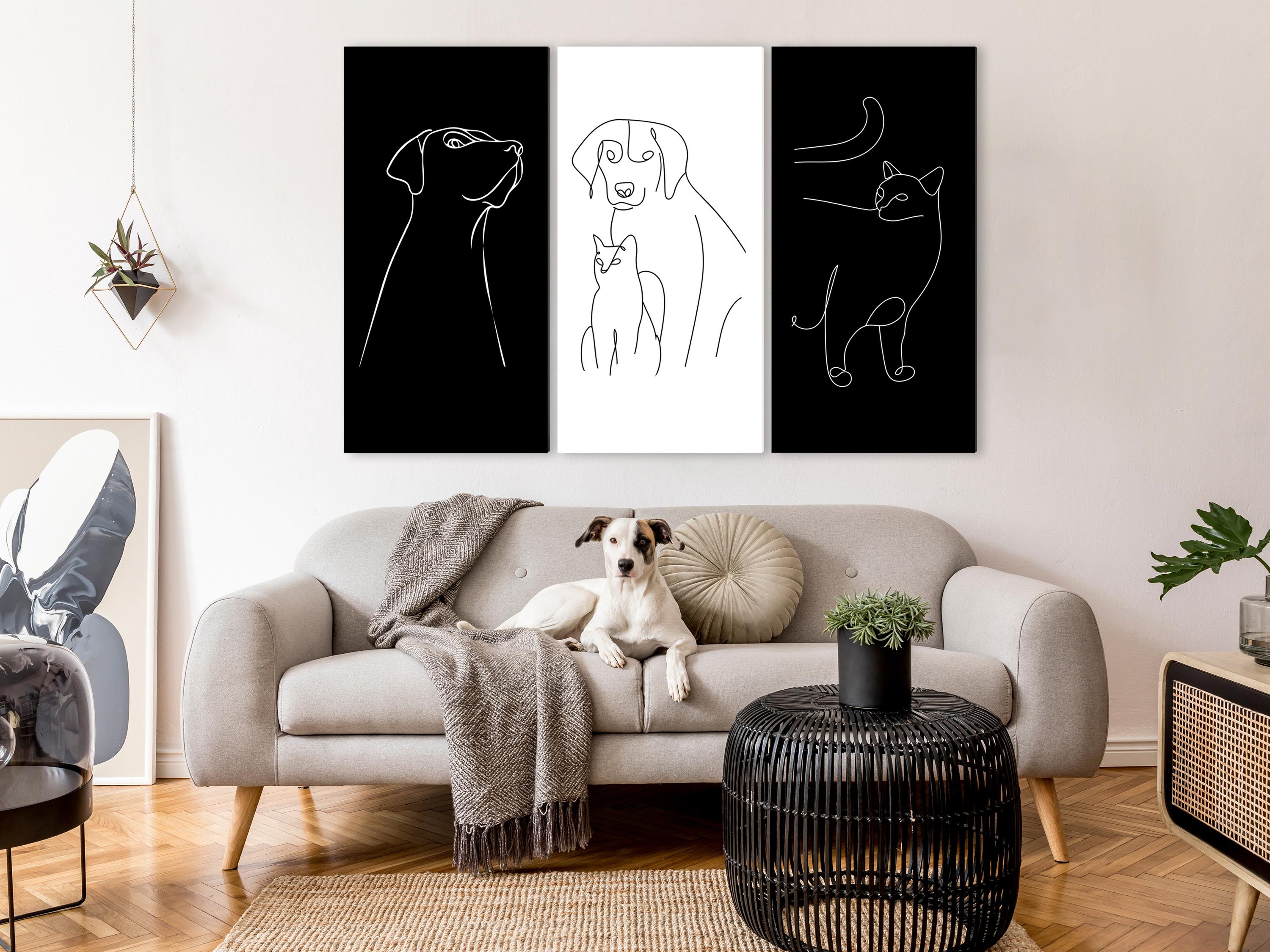 Billede - Domestic Animals (3 dele) - 60 x 40 cm - På italiensk lærred
