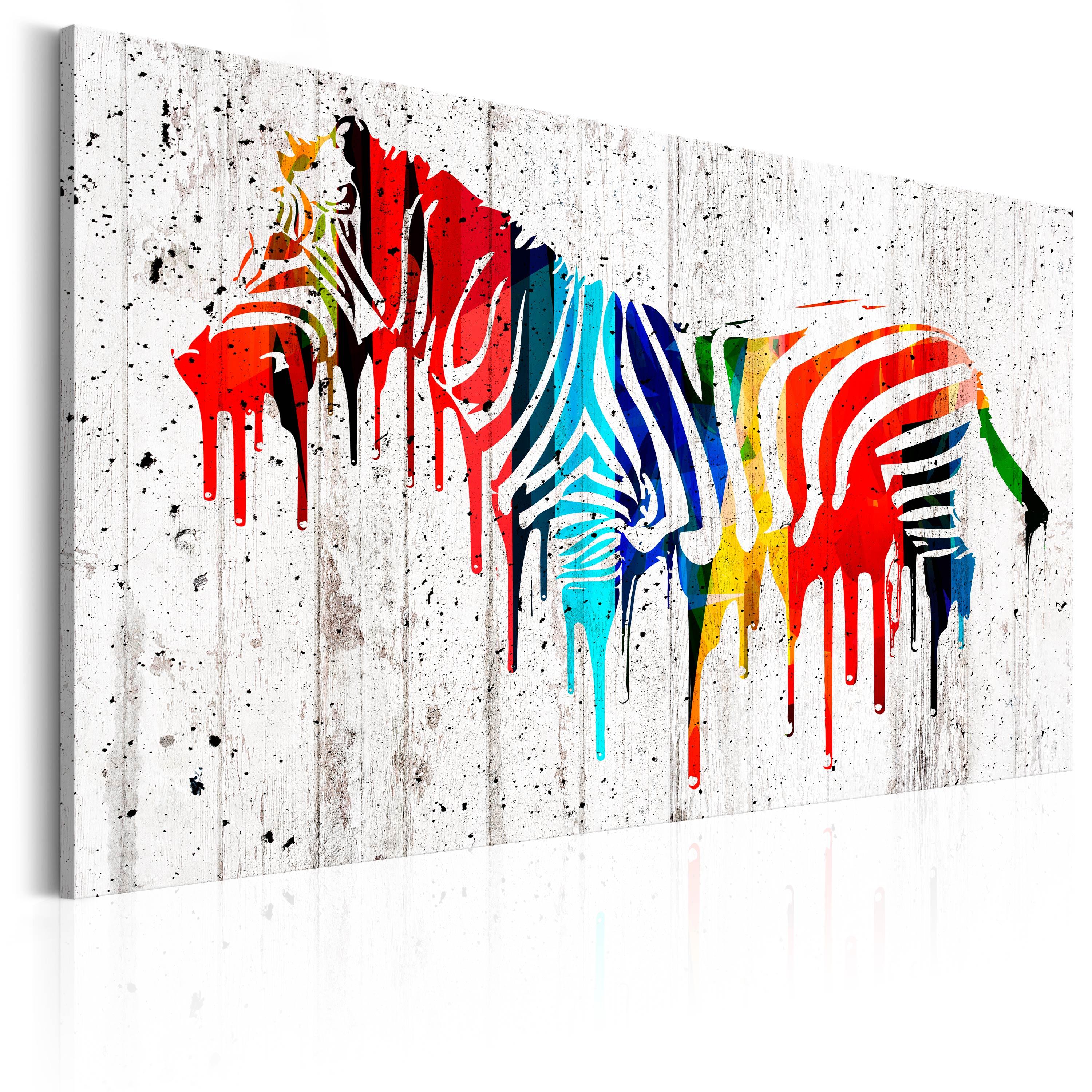 Billede - Colourful Zebra - 90 x 60 cm - Standard