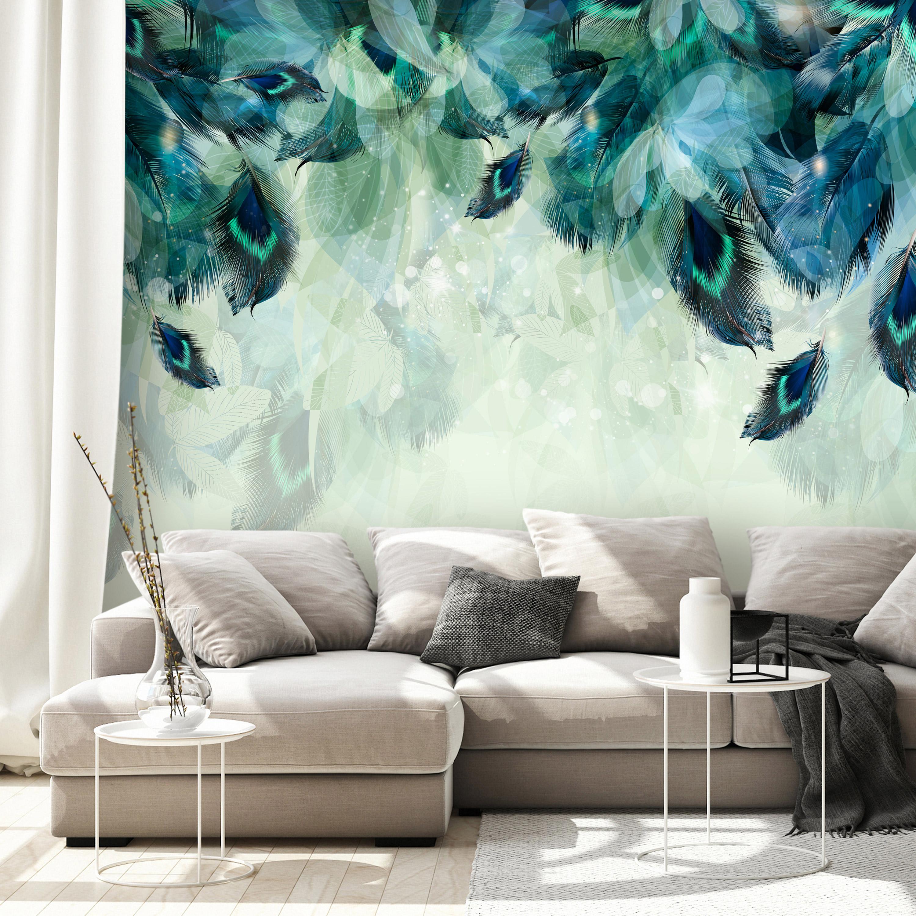 Fototapet - Emerald Feathers - 300 x 210 cm - Standard