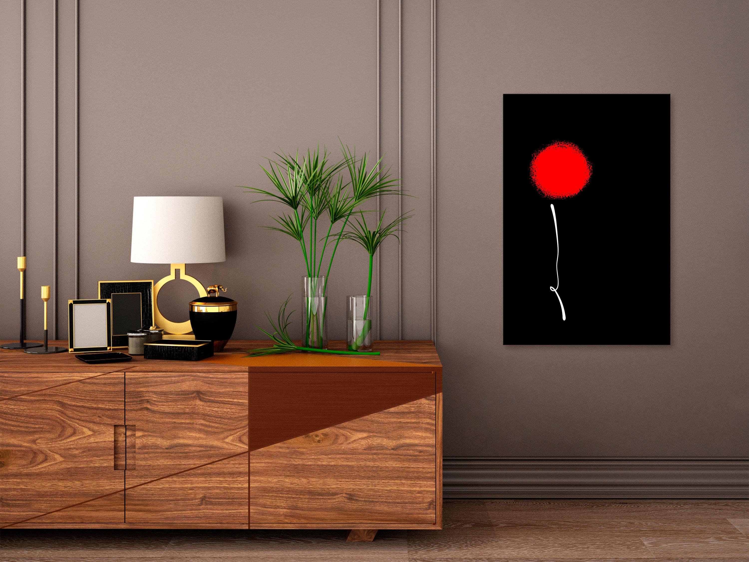 Billede - Minimalist Flower (1 Part) Vertical - 20 x 30 cm - På italiensk lærred