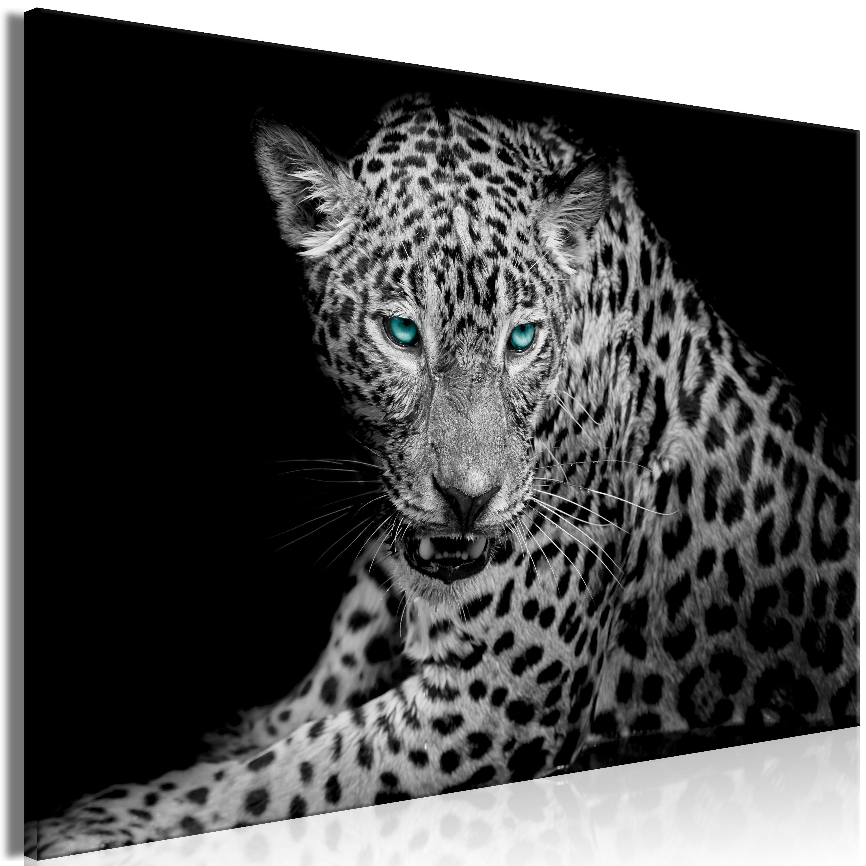Billede - Leopard Portrait (1 Part) Wide - 90 x 60 cm - På italiensk lærred