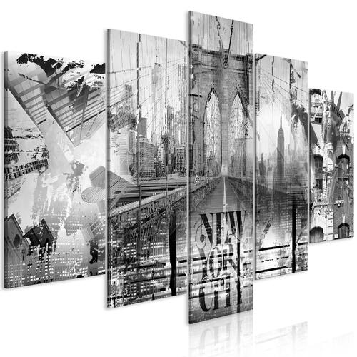 Billede - New York City Collage (5 dele) Wide Black and White