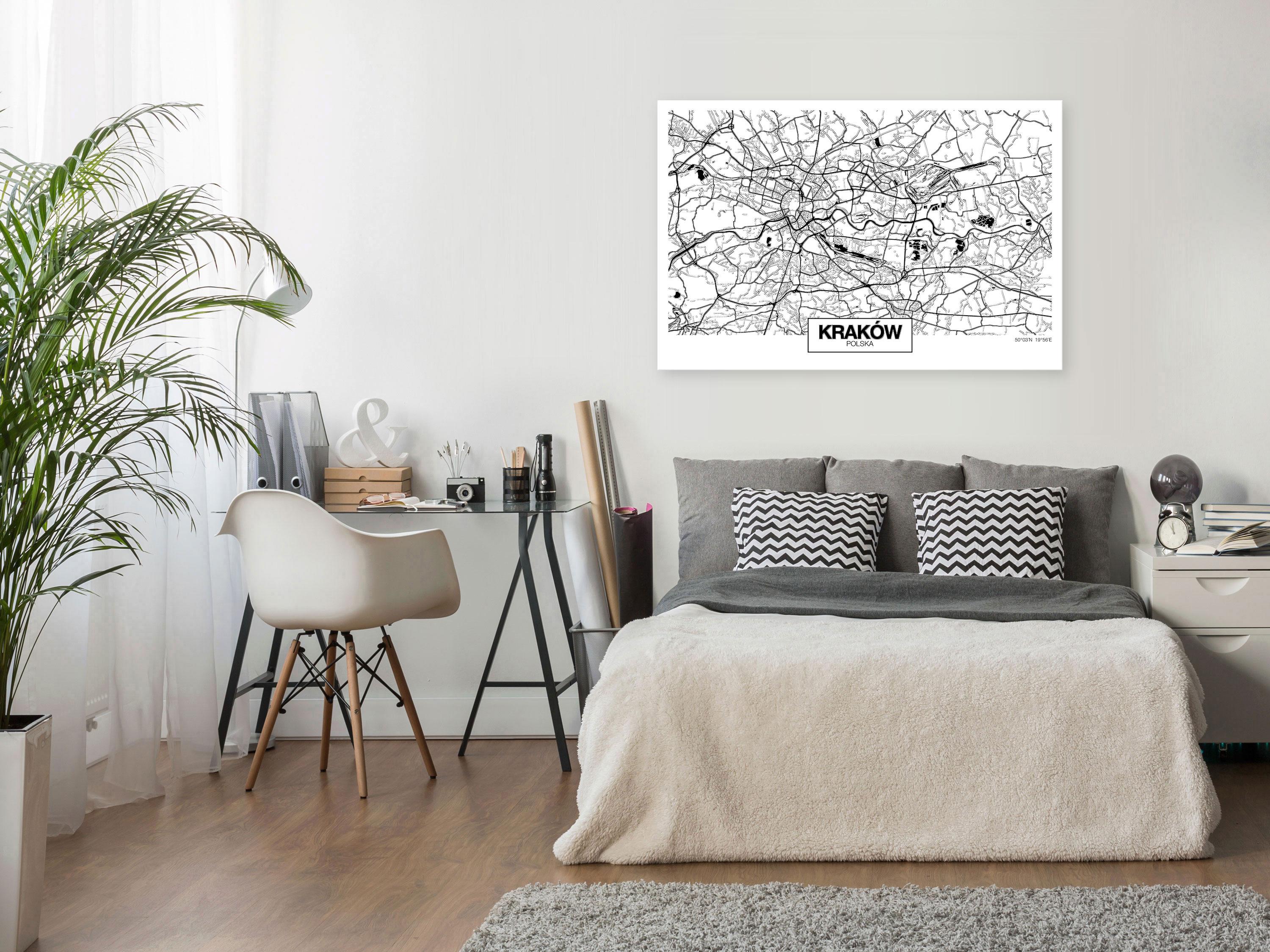 Billede - City Plan: Krakow (1 Part) Wide - 90 x 60 cm - Premium Print