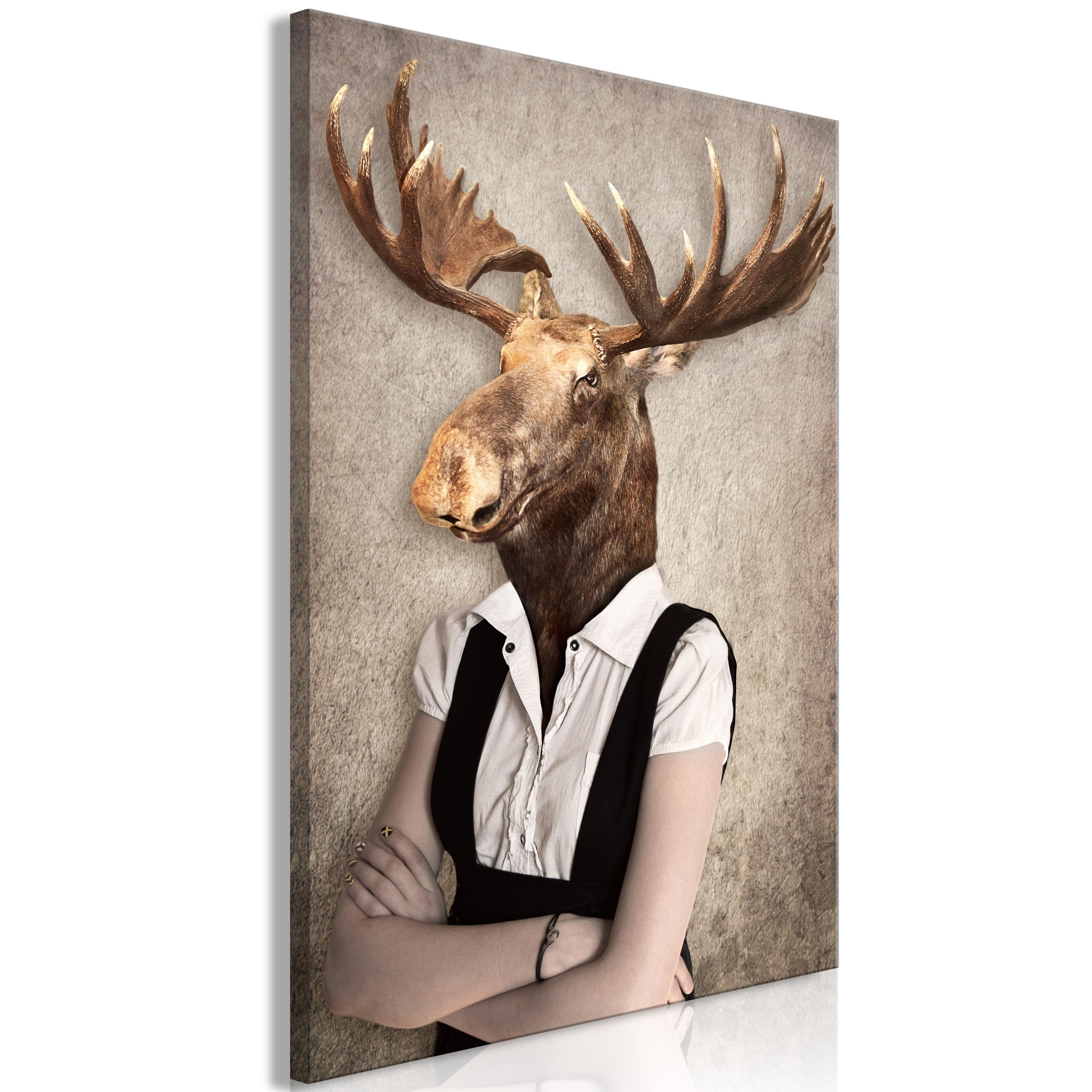 Billede - Brainy Moose (1 Part) Vertical - 40 x 60 cm - Premium Print