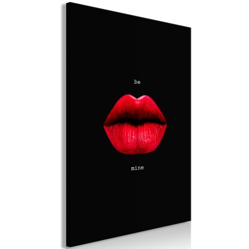 Lærredsbillede Red Lips - sort baggrund med engelsk tekst