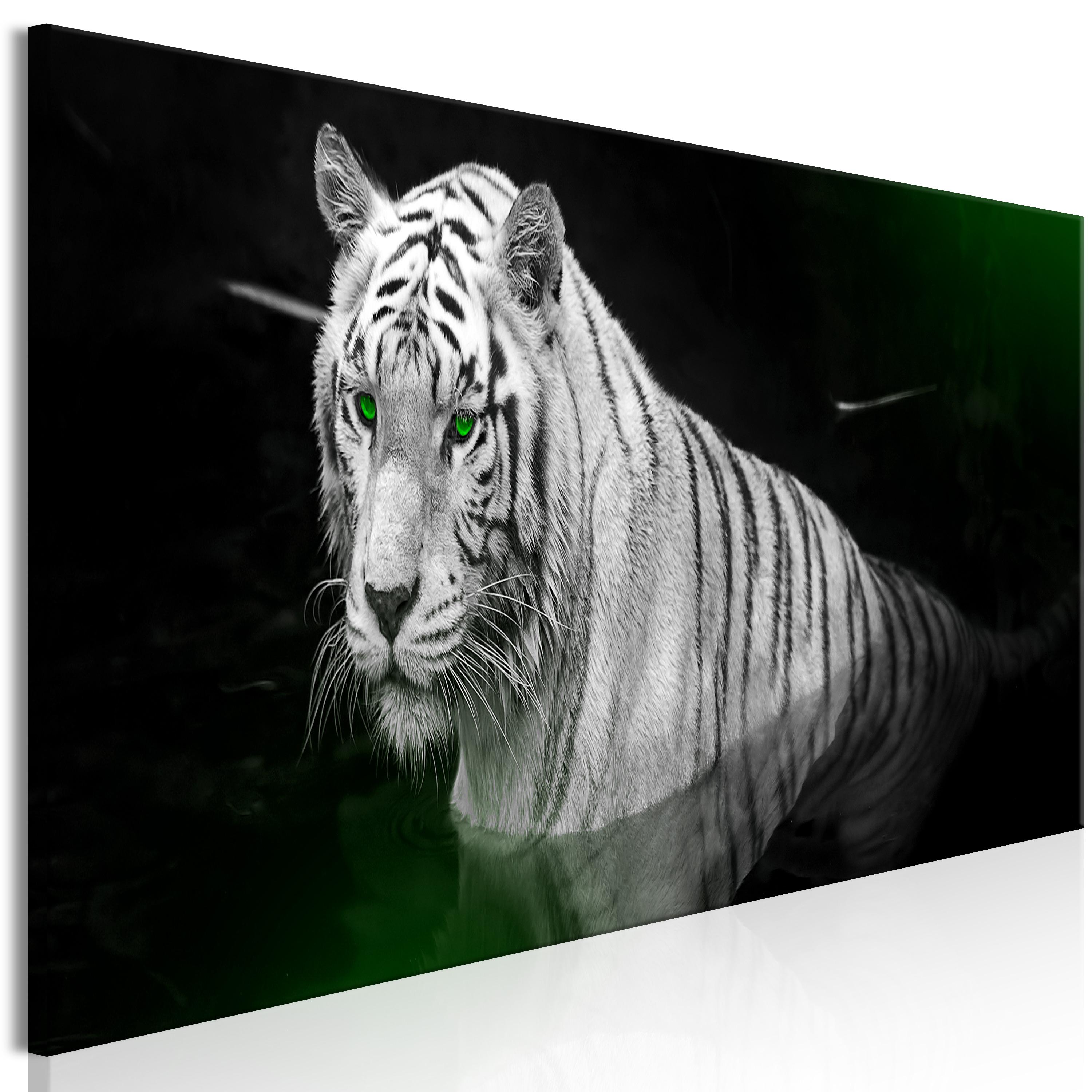 Billede - Shining Tiger (1 Part) Green Narrow - 120 x 40 cm - Premium Print