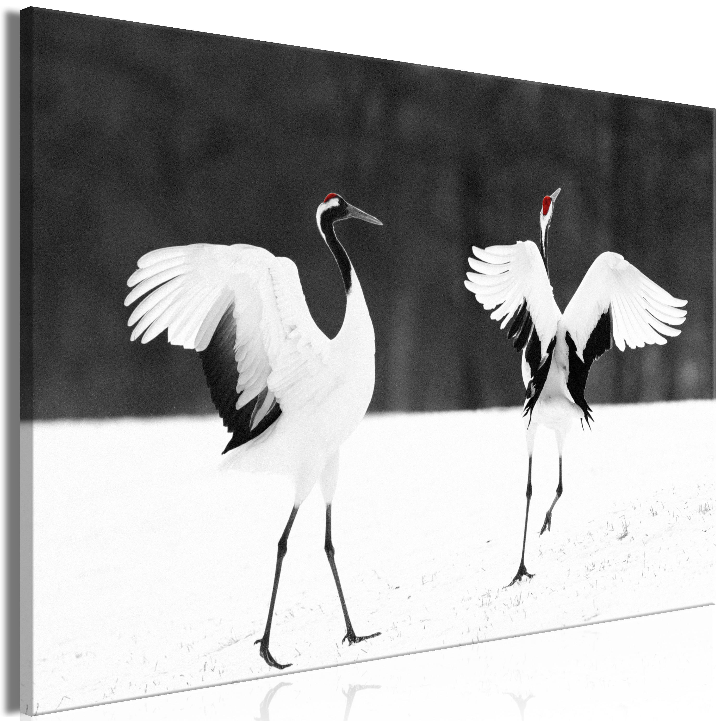 Billede - Dancing Cranes (1 Part) Wide - 90 x 60 cm - Premium Print