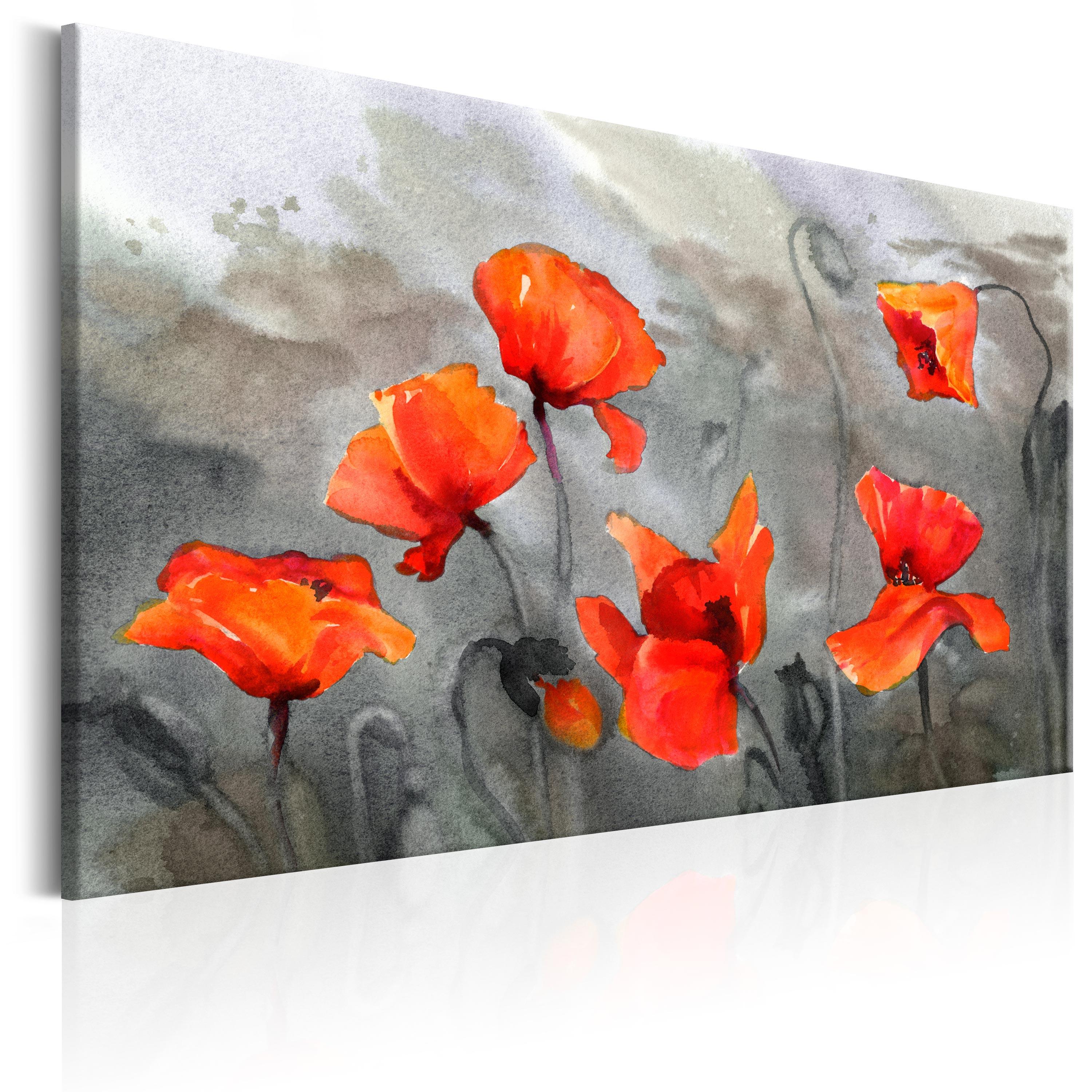 Billede - Poppies (Watercolour) - 90 x 60 cm - Premium Print