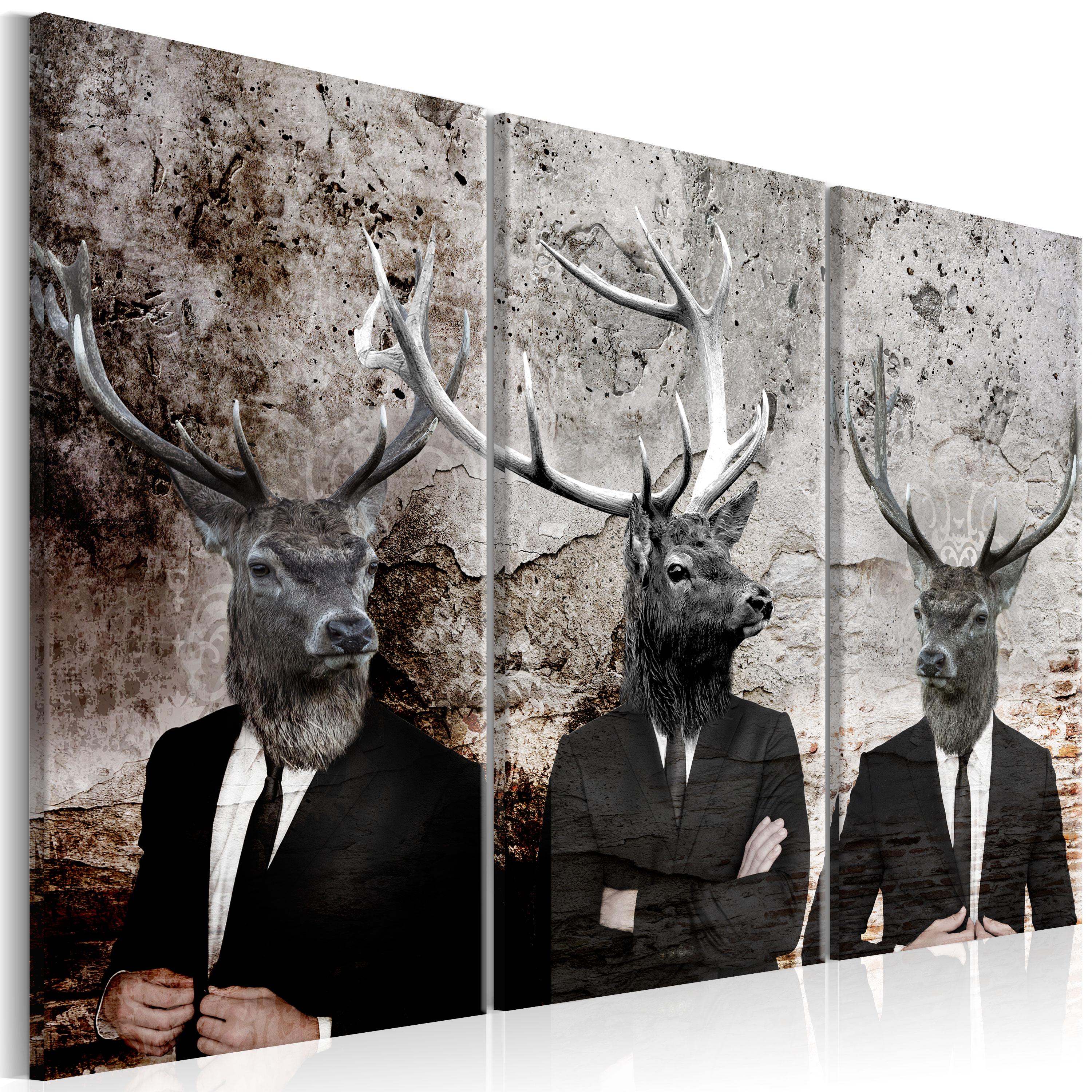Billede - Deer in Suits I - 120 x 80 cm - På italiensk lærred