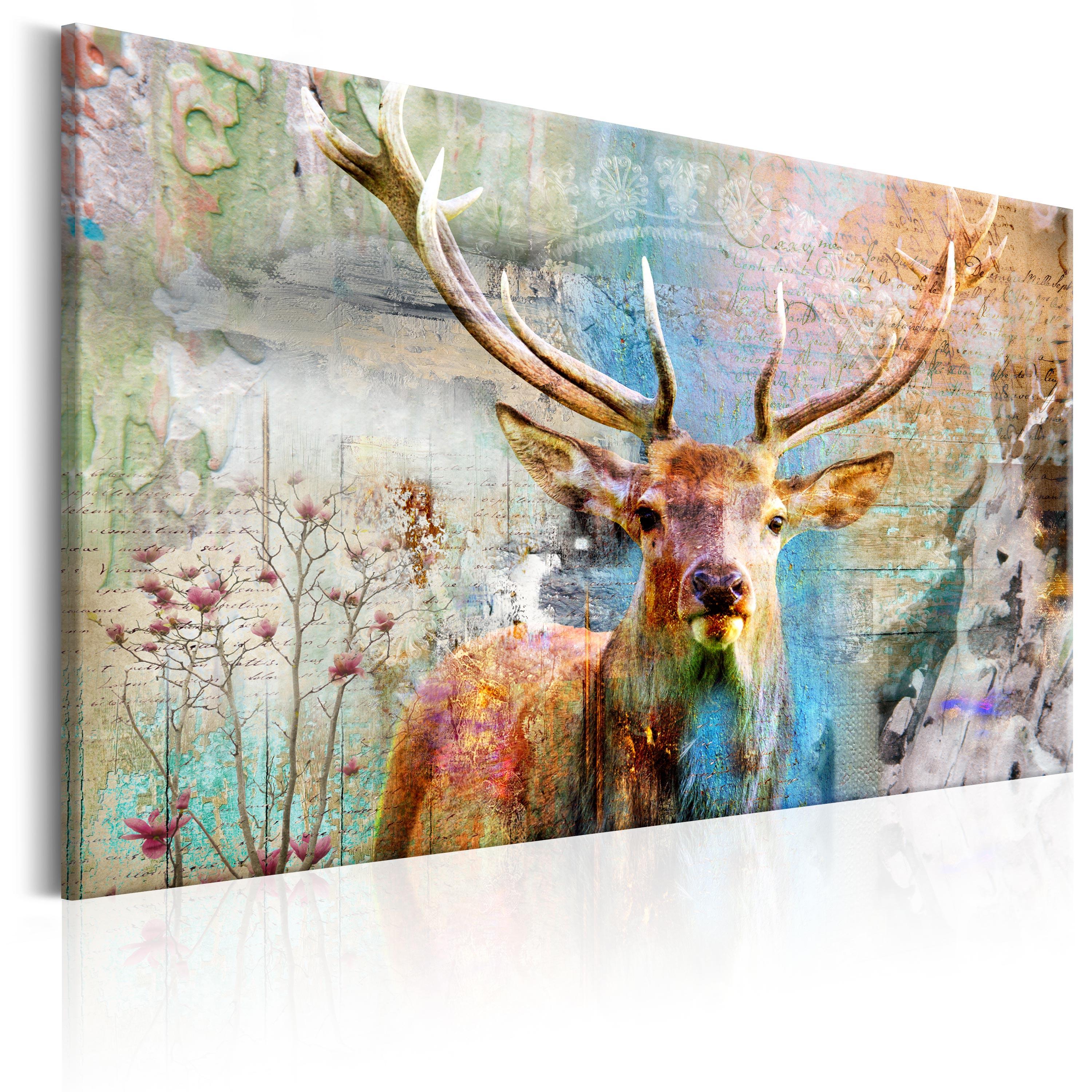 Billede - Deer on Wood - 60 x 40 cm - Standard