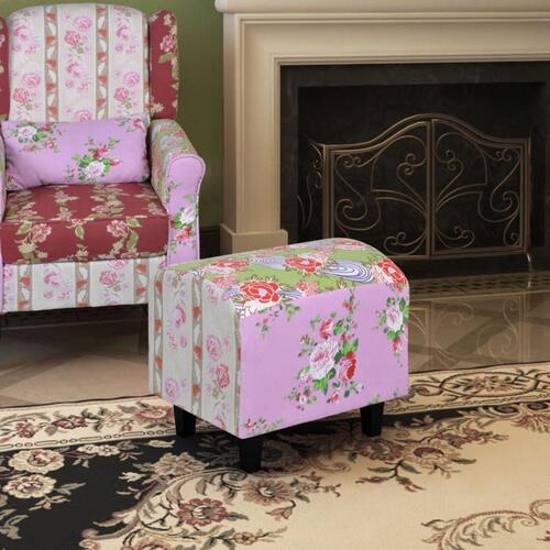 Patchwork fodskammel i blomsterdesign