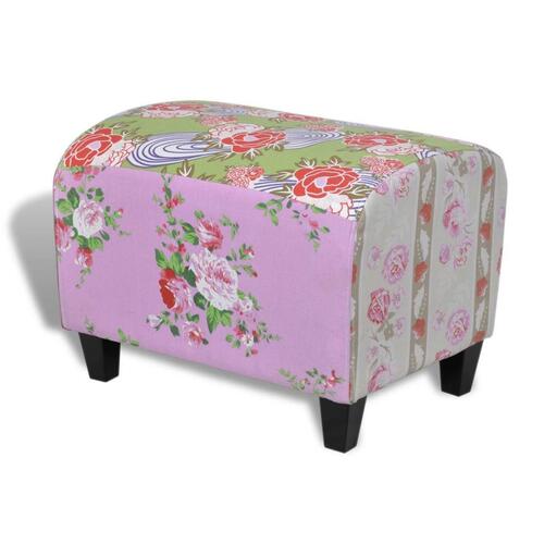 Patchwork fodskammel i blomsterdesign