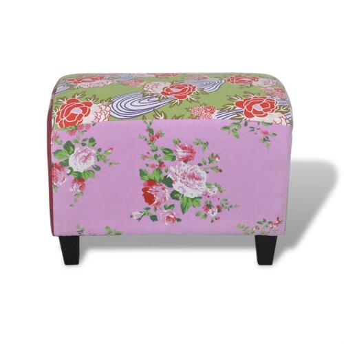 Patchwork fodskammel i blomsterdesign
